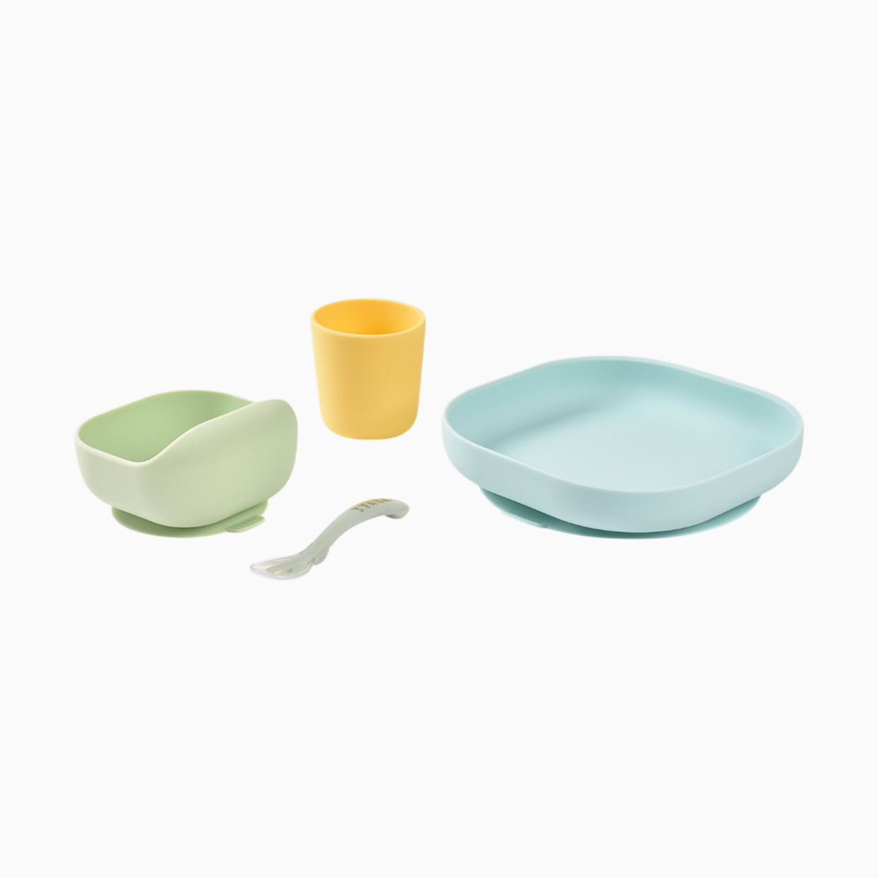 Beaba Silicone Suction Meal Set (Pack of 4) - Yellow/Green.