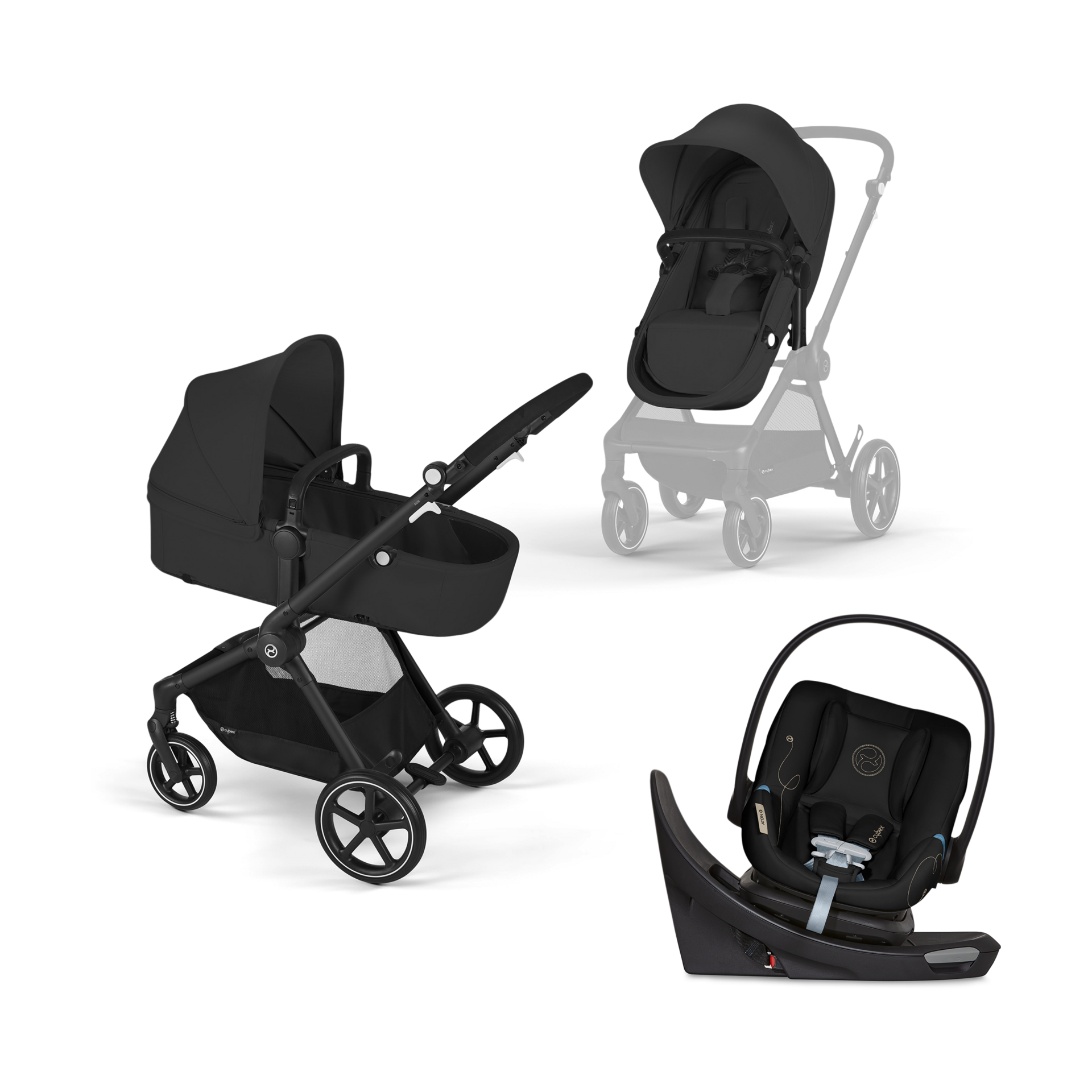 Cybex EOS 5-in-1 Travel System Stroller + Lightweight Aton G Swivel Infant Car Seat.