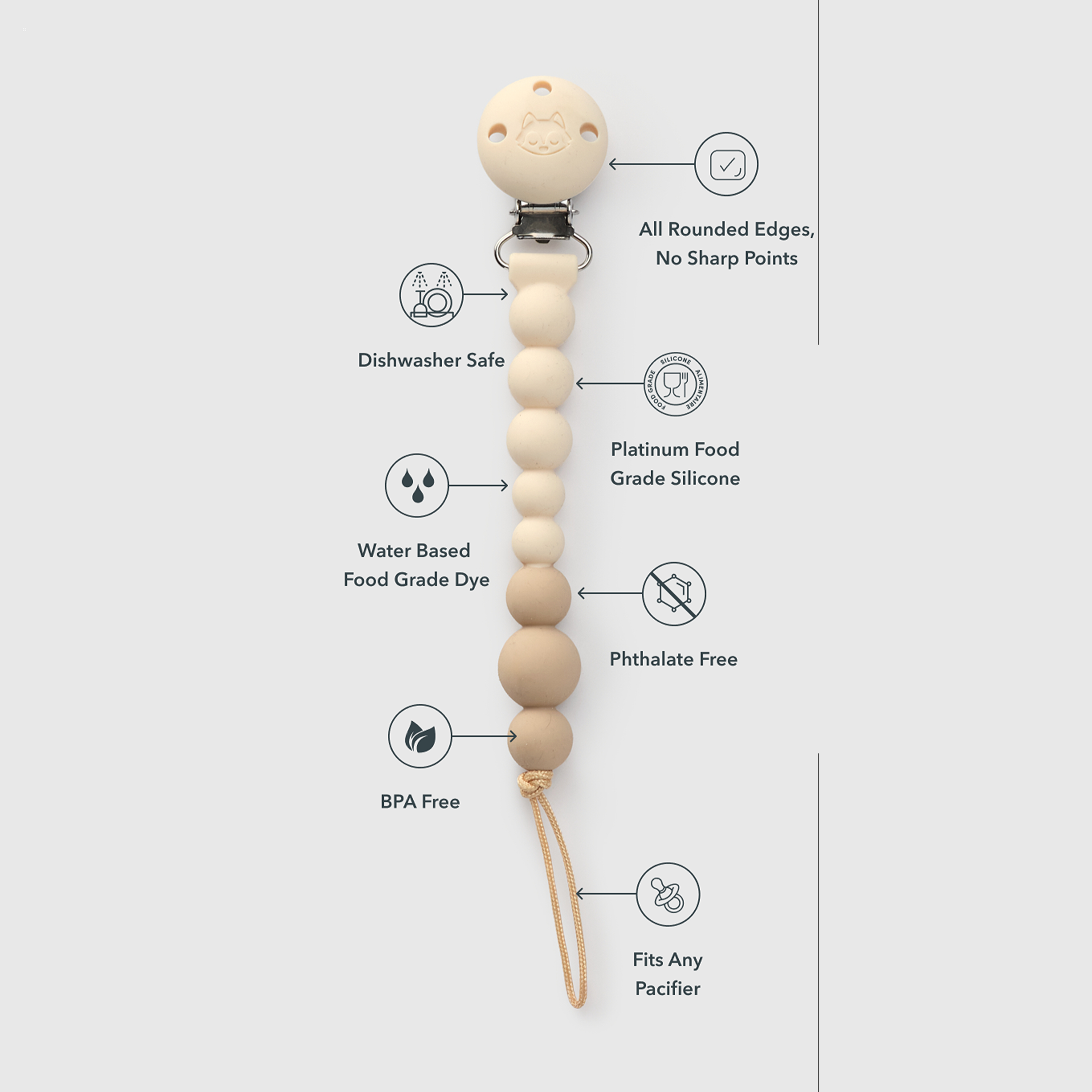Loulou Lollipop OneC Pacifier Clip - Coconut Milk.