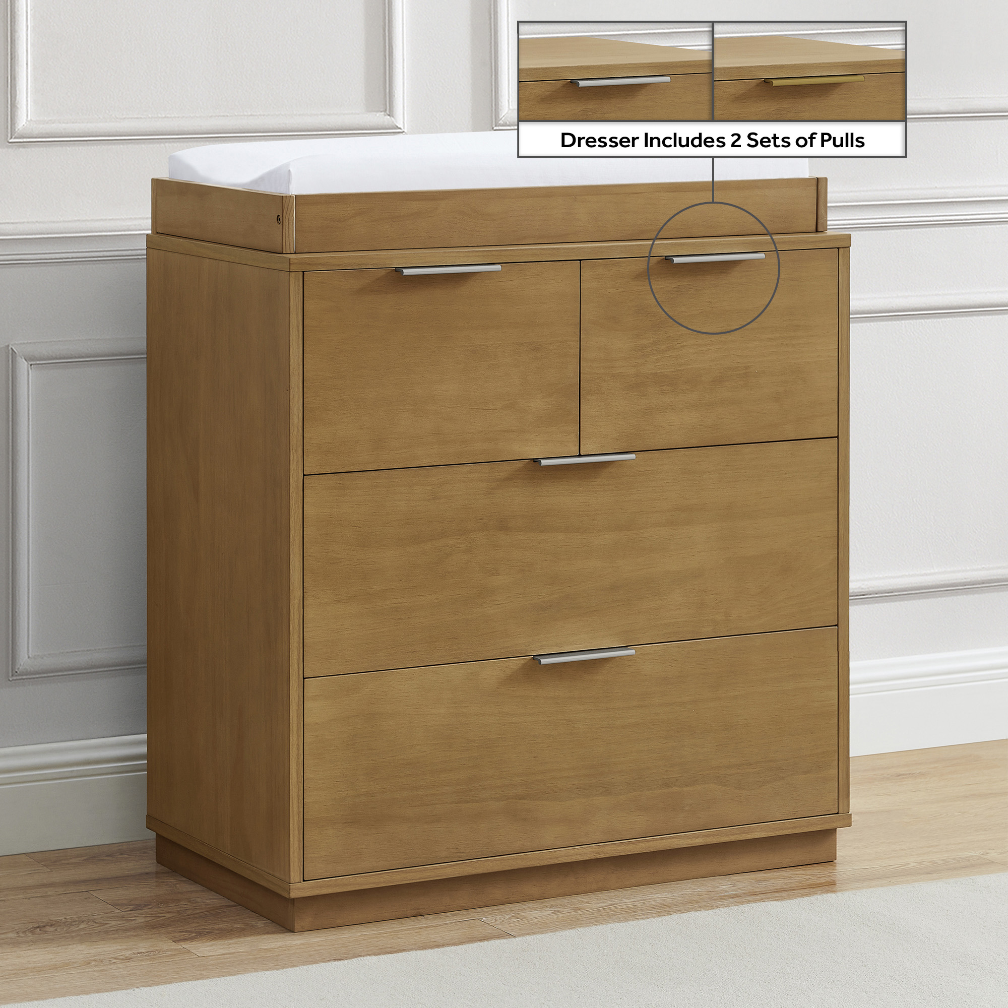 Delta Children Forever 4 Drawer Dresser with Changing Top and Interlocking Drawers - Acorn.