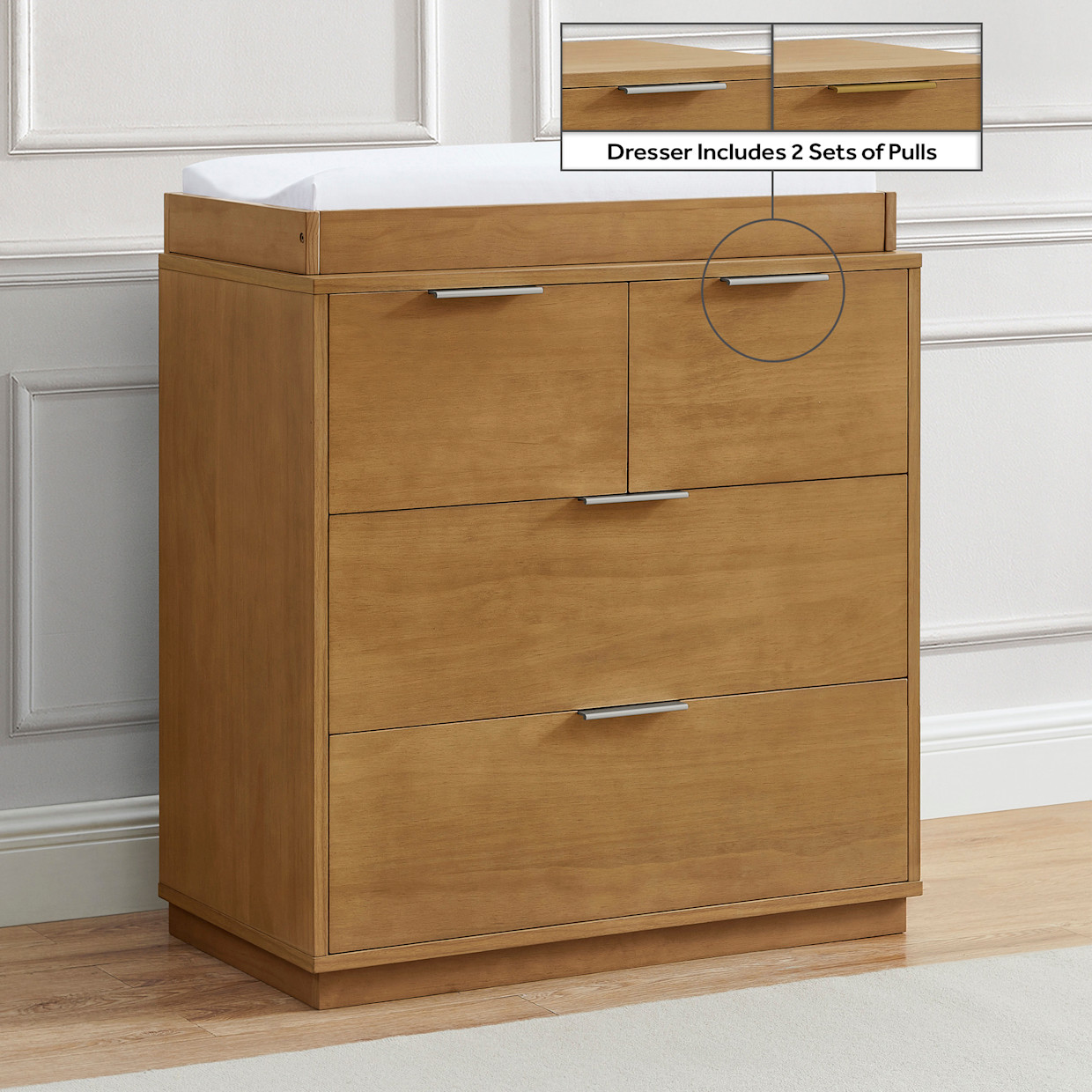 Delta Children Forever 4 Drawer Dresser with Changing Top and Interlocking Drawers - Acorn.