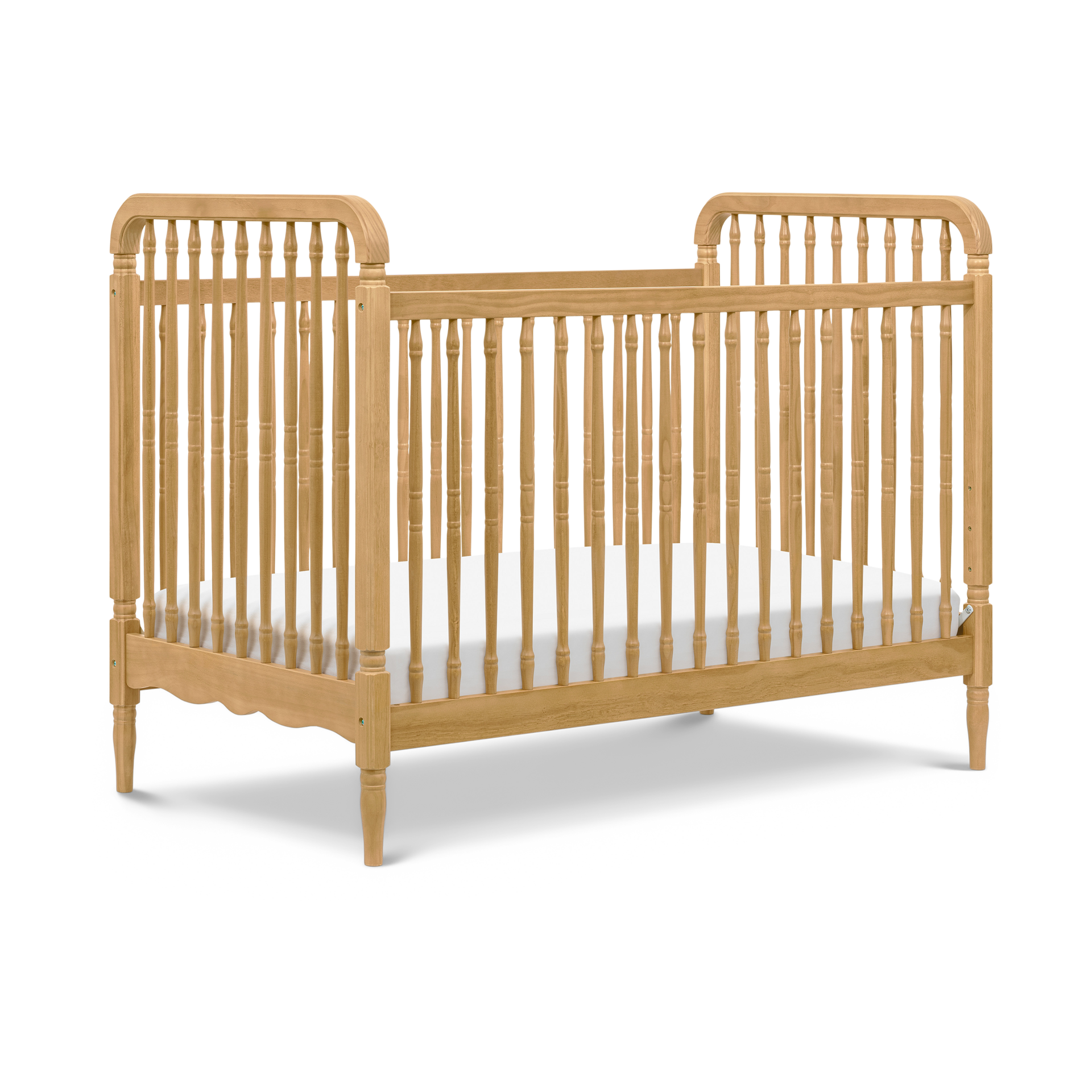 Namesake Liberty 3-in-1 Convertible Spindle Crib with Toddler Bed Conversion Kit - Honey.