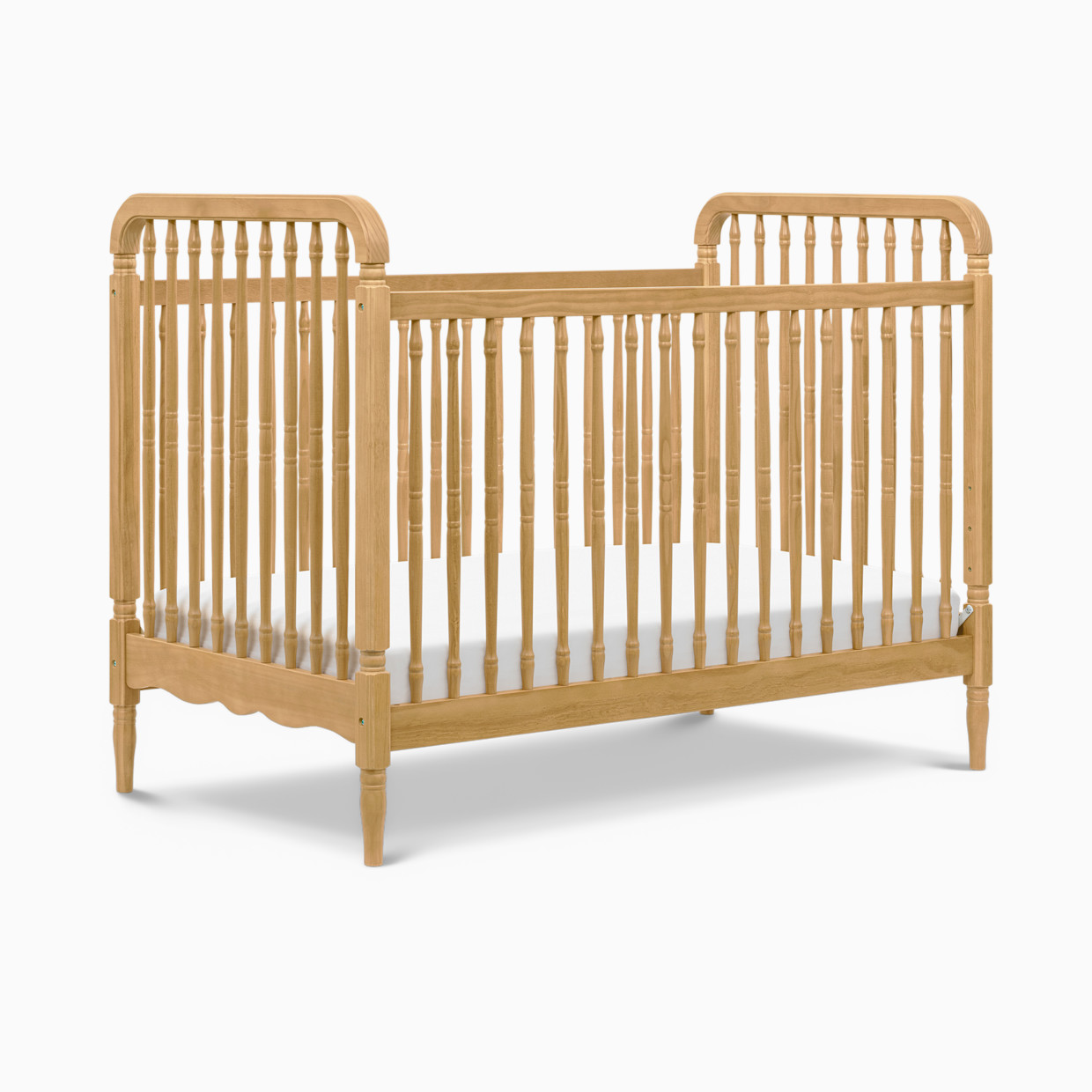 Namesake Liberty 3-in-1 Convertible Spindle Crib with Toddler Bed Conversion Kit - Honey.