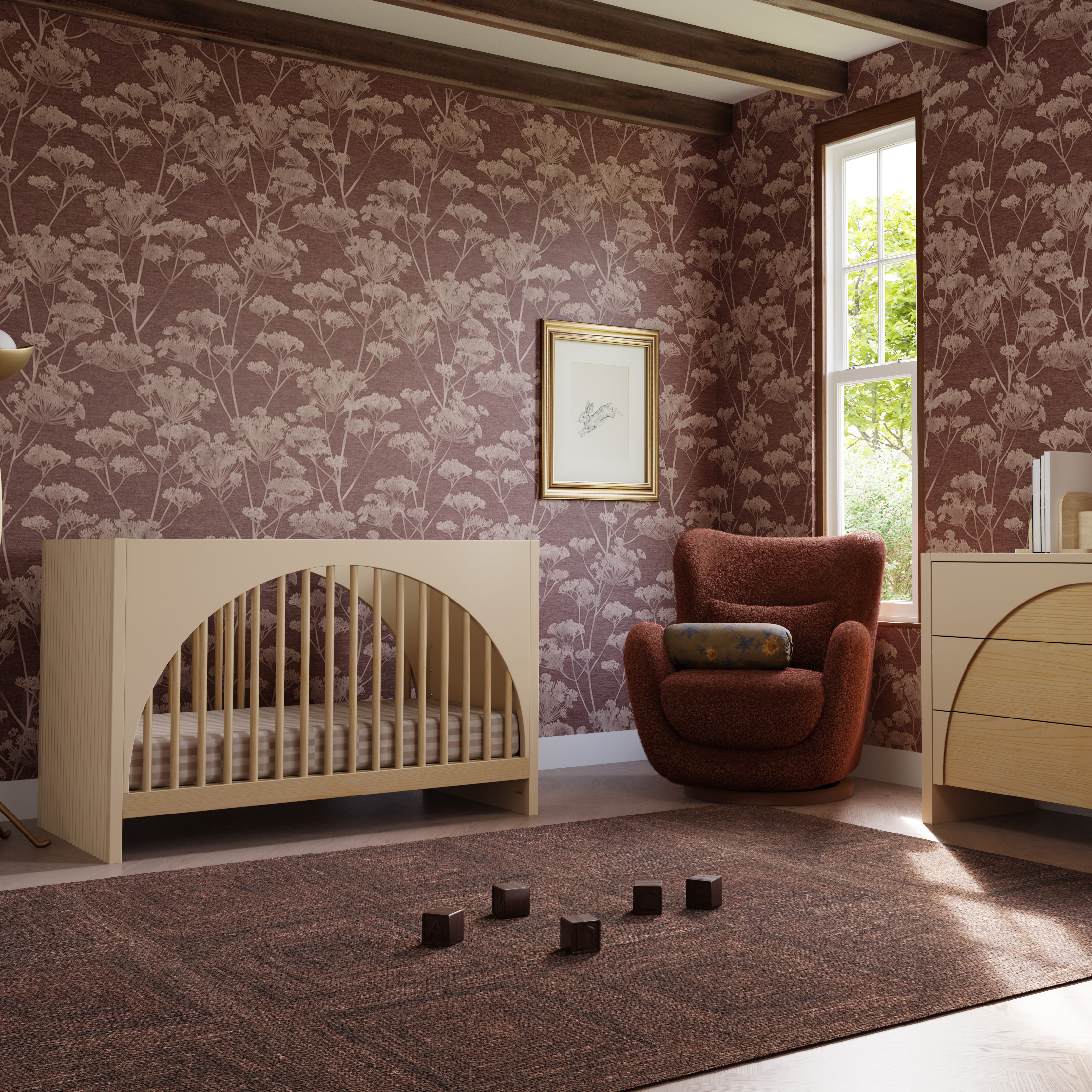 babyletto Moab 3-in-1 Convertible Crib - Taupe/Ash.