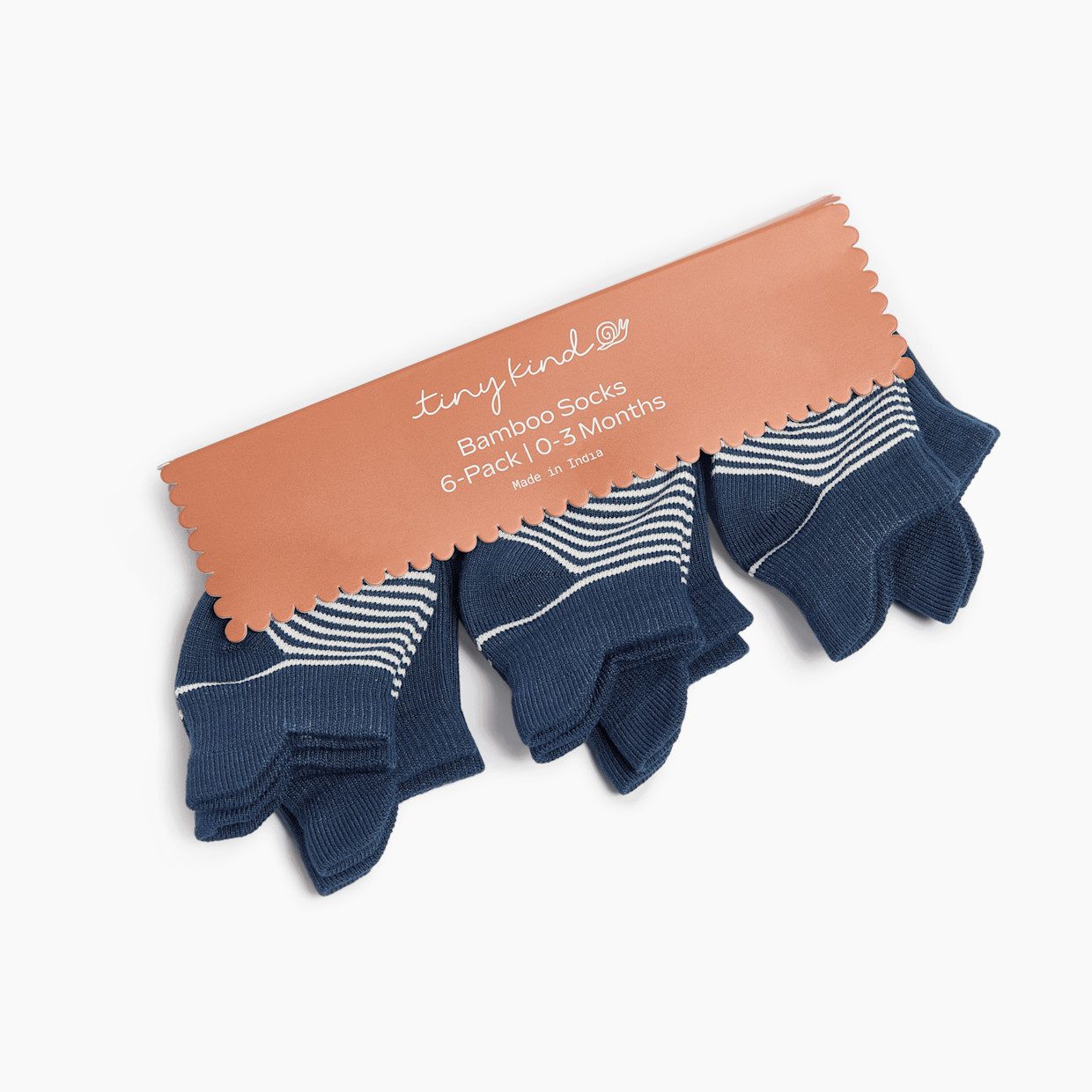 Tiny Kind Bamboo 6-Pack Socks - Indigo, 0-3 M.