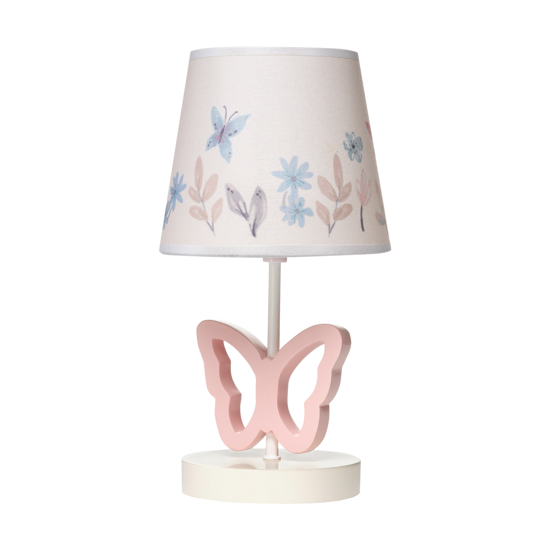 Lambs & Ivy Baby Blooms Pink Butterfly Nursery Lamp with Floral Shade & Bulb