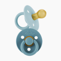 Itzy Ritzy Natural Rubber Pacifiers, Set of 2 – Natural Rubber Newborn Pacifiers with Cherry-Shaped Nipple & Large Air Holes for Added Safety; Set of 2 in Harbor & Coast, Ages 0 – 6 Months