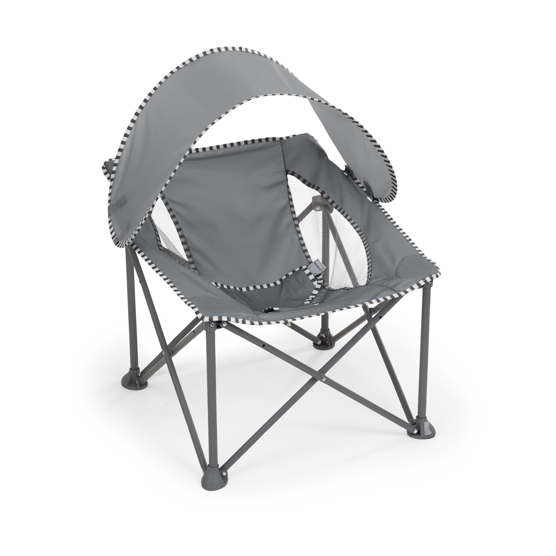 Bright Starts Pop 'N Chill Travel Seat, Indoor/Outdoor Use, Infant Seat with UPF 50+ Canopy, Grey, Ages 0-6 Months
