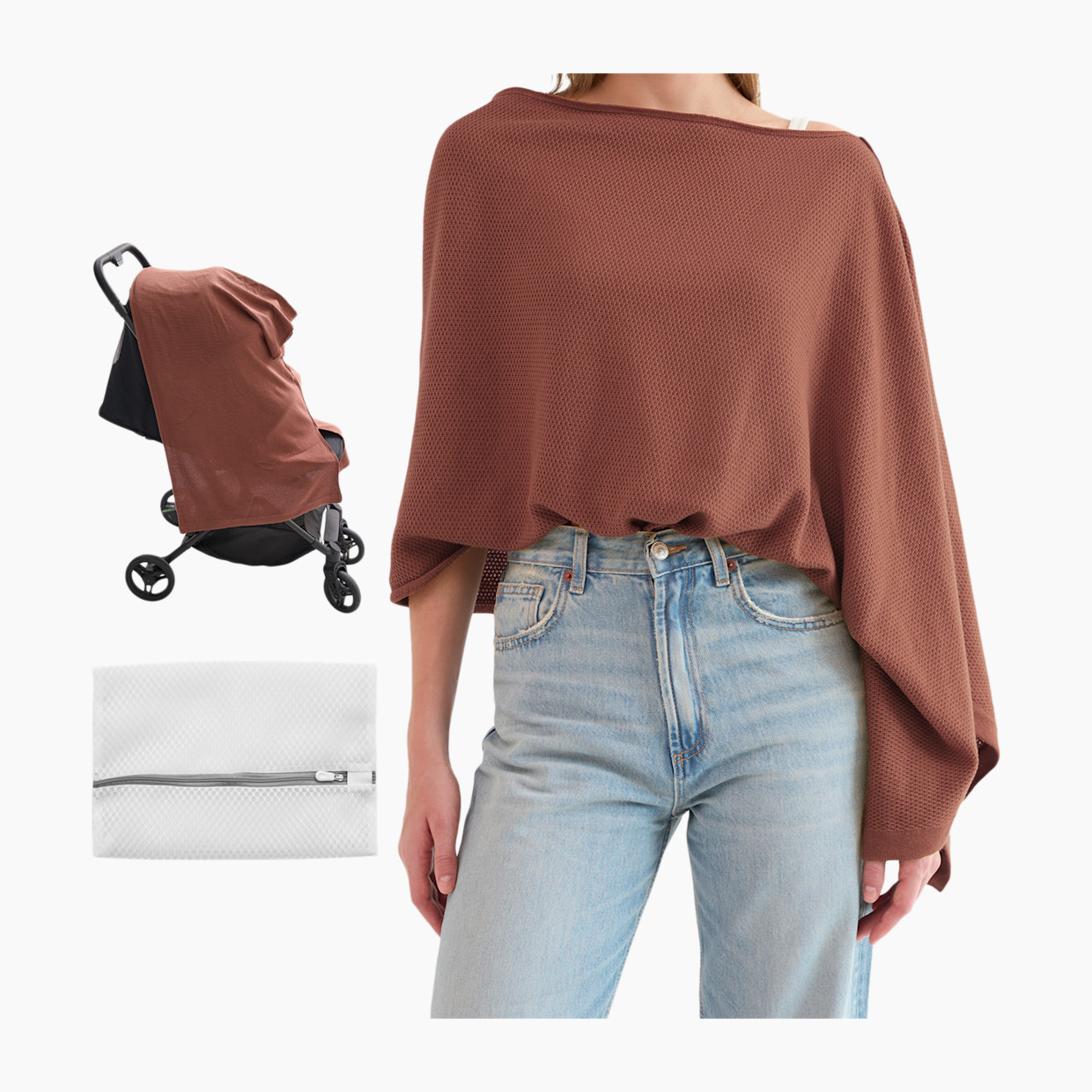 Momcozy Nursing Cover - Muti-Use Privacy Poncho - Rose Taupe.