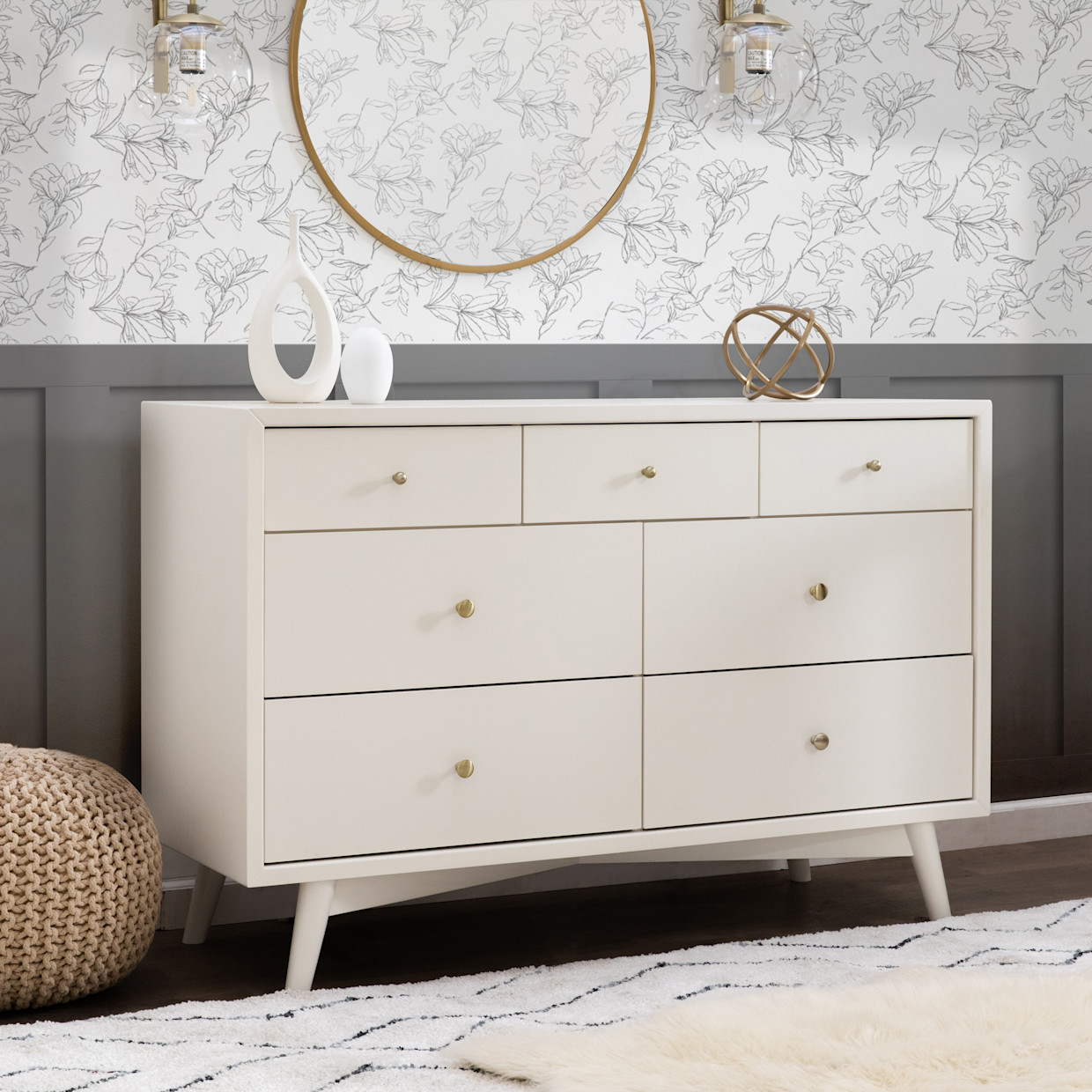 babyletto Palma 7-Drawer Assembled Double Dresser - Warm White.