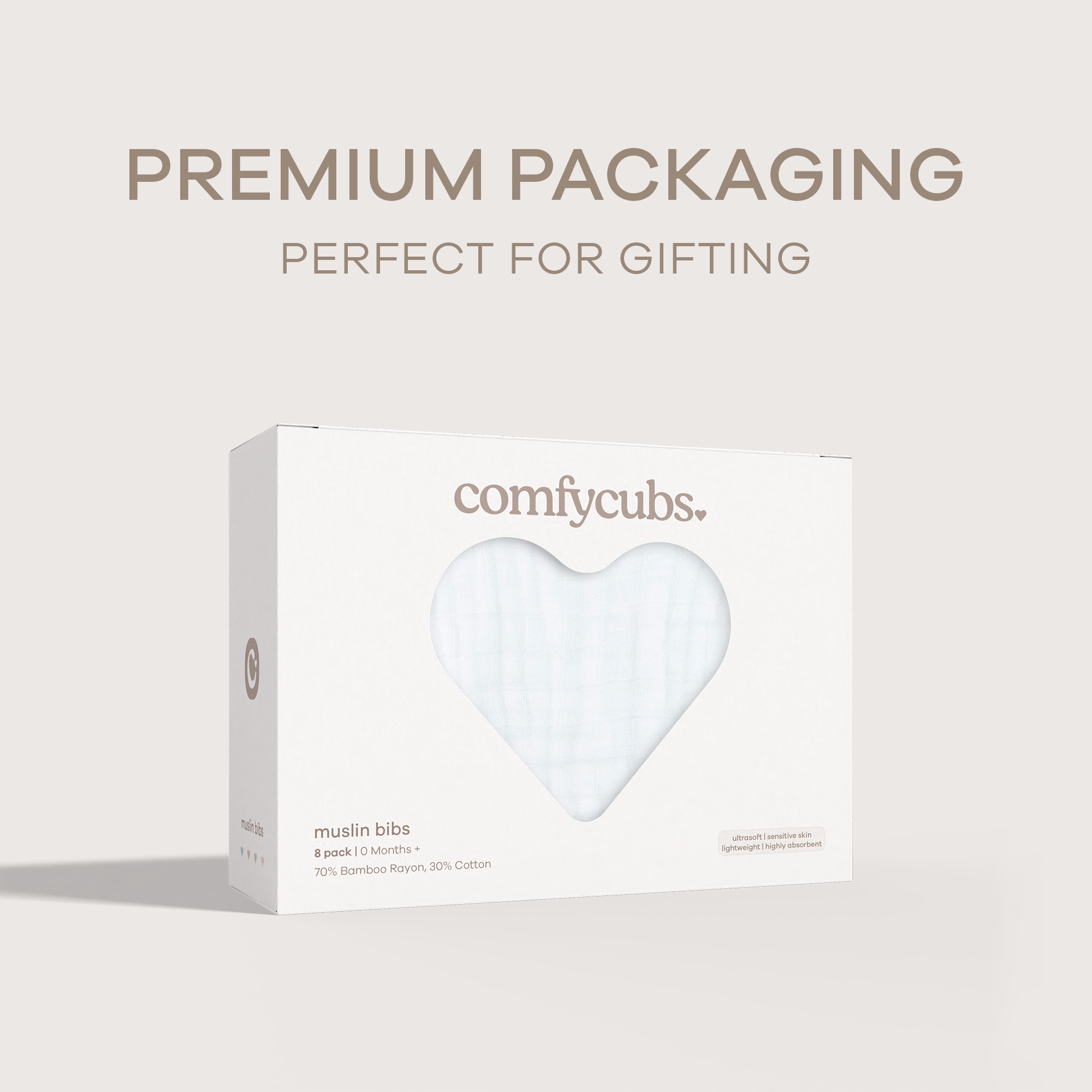 Comfy Cubs Muslin Bibs with Adjustable Snaps (8 Pack) - White, 8.