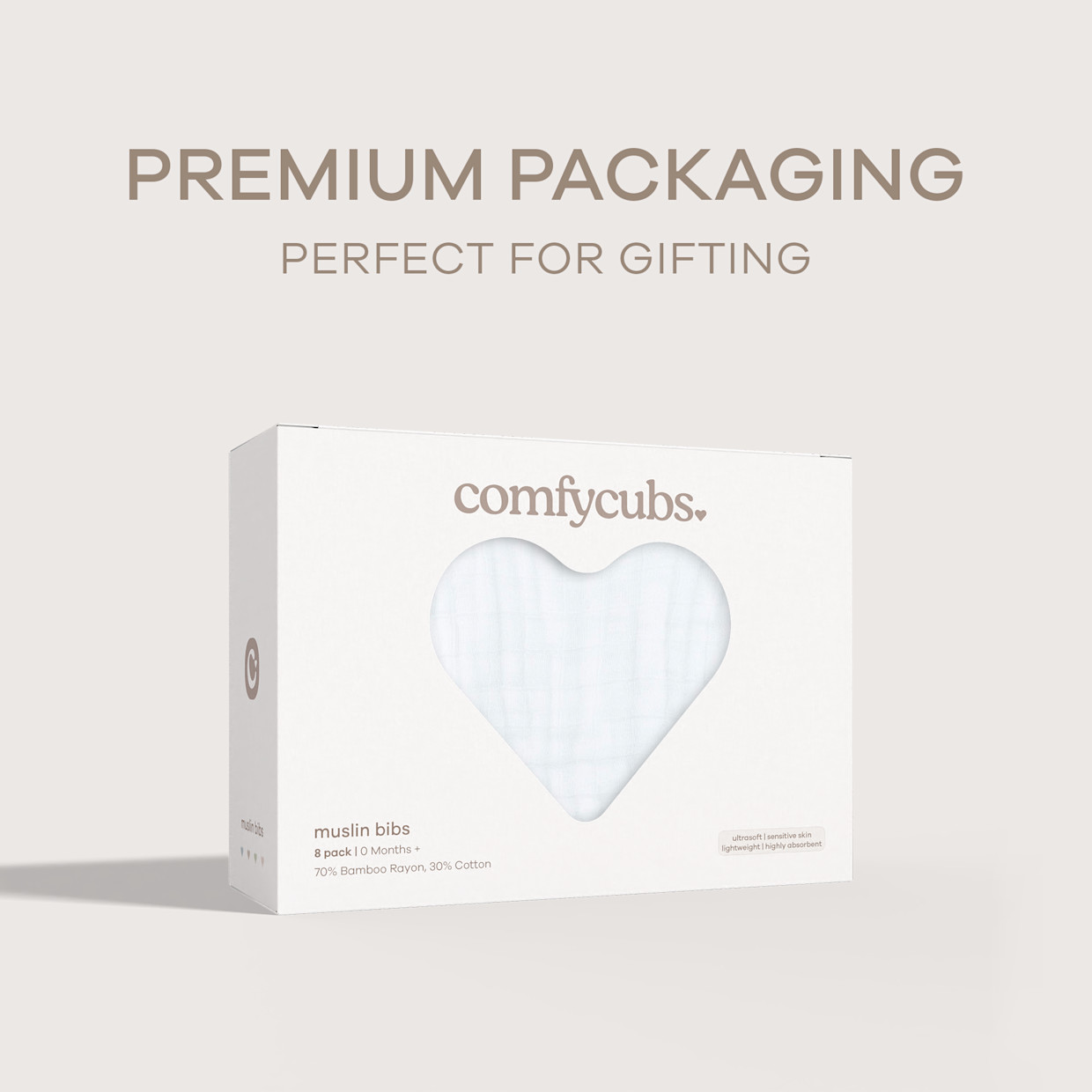 Comfy Cubs Muslin Bibs with Adjustable Snaps (8 Pack) - White, 8.