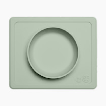 ezpz Mini Bowl for 12 Months+ (Sage) - 100% Silicone Suction Bowl with Built-in Placemat for Toddlers - Comes with a Reusable Travel Bag