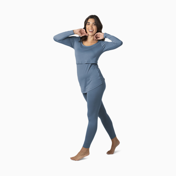Kindred Bravely Jane Nursing Pajama Set - Slate Blue, Medium.