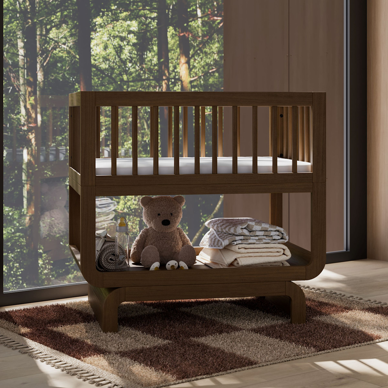 Storkcraft Santorini Deluxe 3-in-1 Convertible Bassinet - Hazelnut.