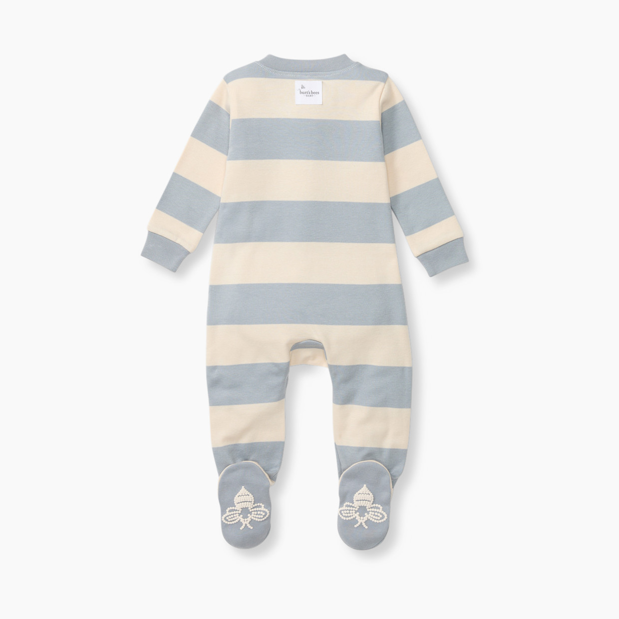 Burt's Bees Baby Organic Sleep & Play Footie Pajamas - Blue Stripe, Newborn.