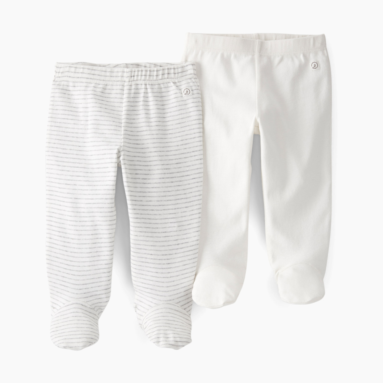 Carter's Little Planet Organic Cotton Rib Footed Pants (2 Pack) - Cream, Nb.