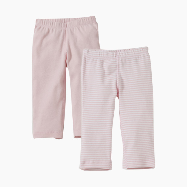 Burt's Bees Baby Organic Footless Pant (2 Pack) - Blossom/Stripe, 9-12 Months.