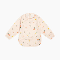 Lalo Smock Bib - Long Sleeve Baby Bib, Elastic Cuffs for Comfort, Large Catch-All Pocket, Waterproof Recycled Polyester - Durable Baby Smock Bib for Mealtime - Ages 6-24 Mo. - Fruit Print Grapefruit