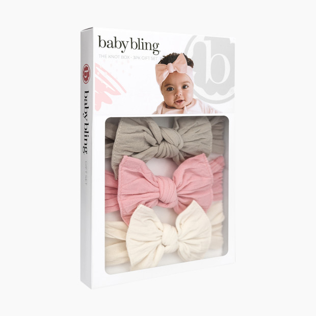 Baby Bling Classic Knot Headband Set (3 pack) - Mushroom/Zinnia/Oatmeal.