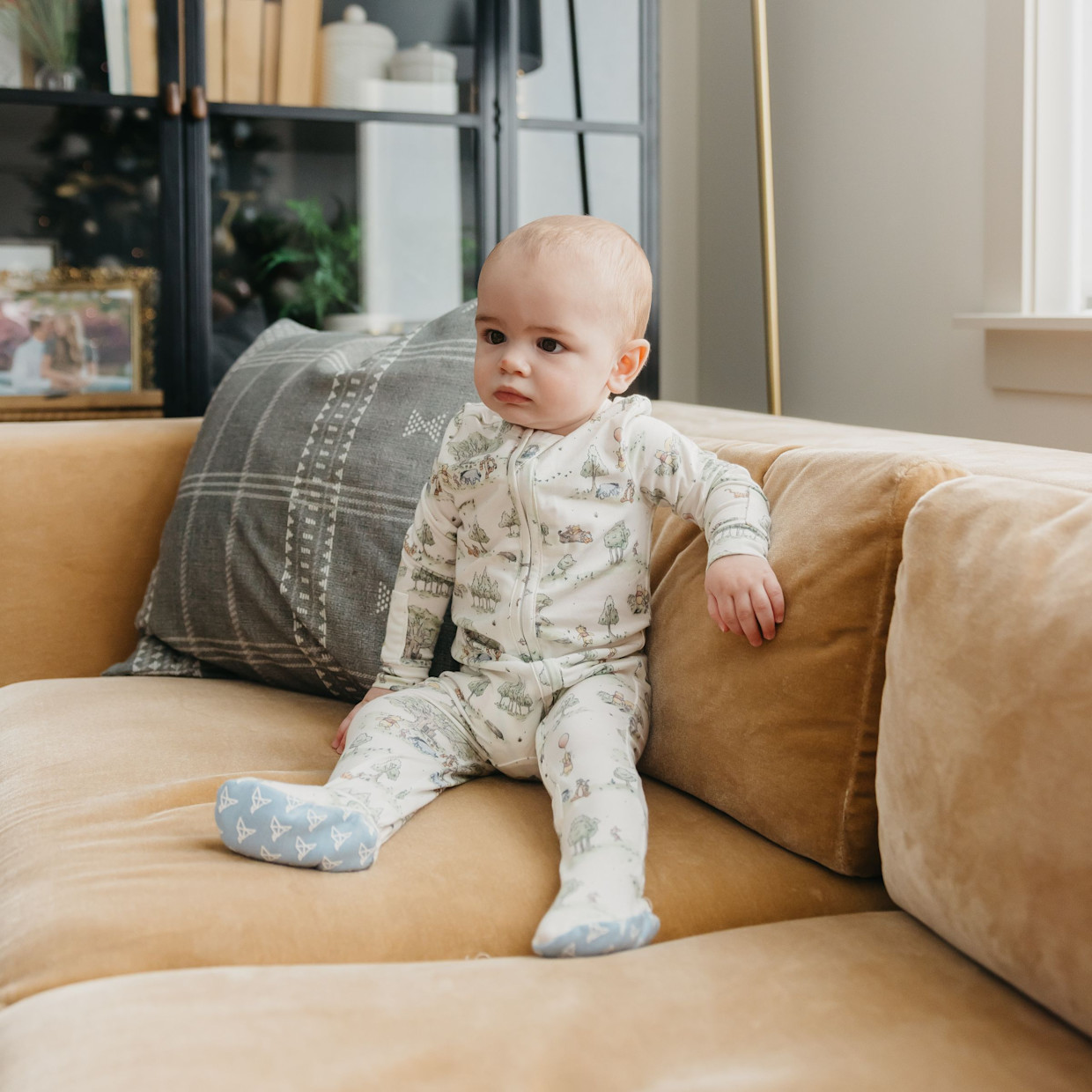 Copper Pearl Zip-up Footie - Hundred Acre Wood, Newborn.