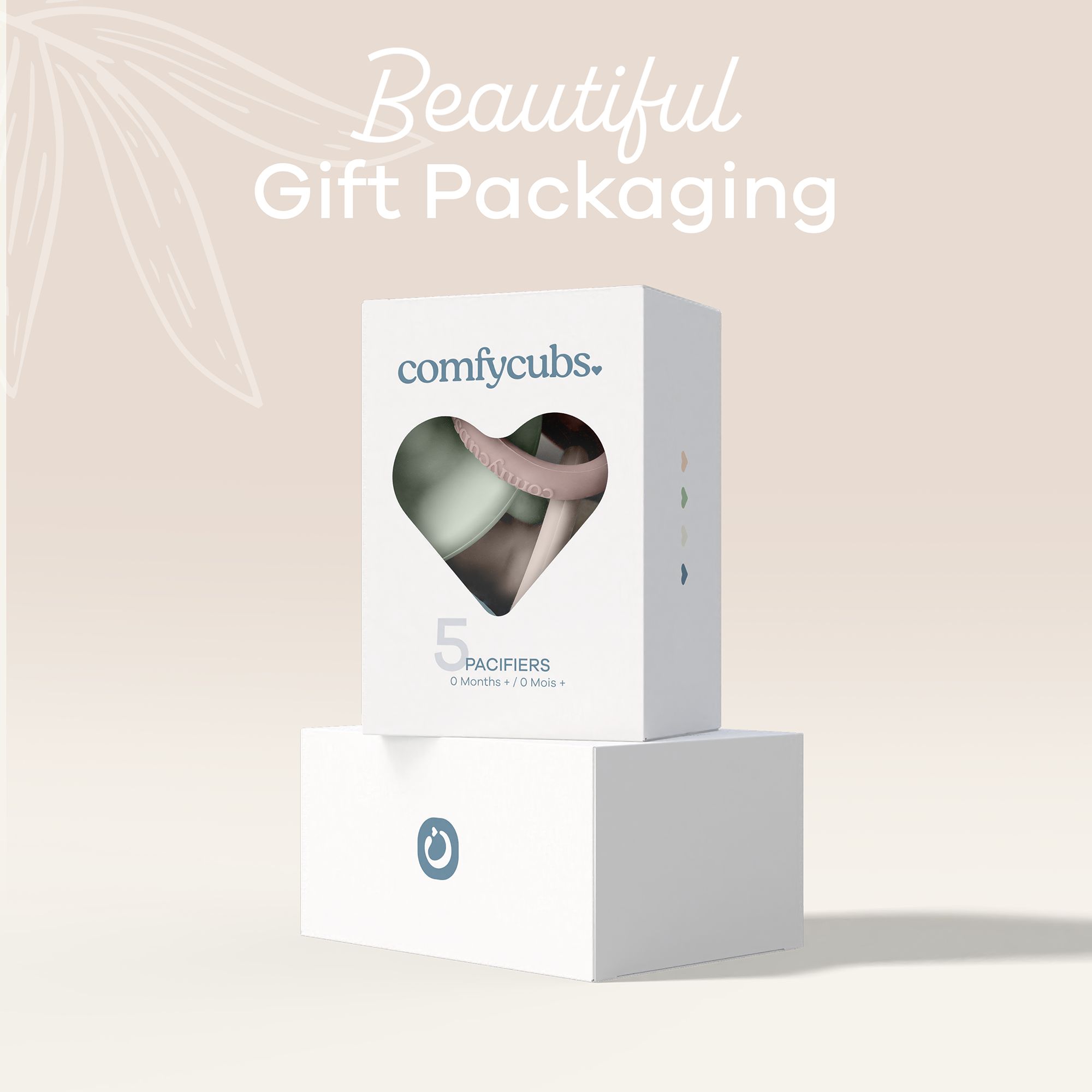 Comfy Cubs Silicone Baby Pacifiers (5 Pack) - Multicolor, Neutral.