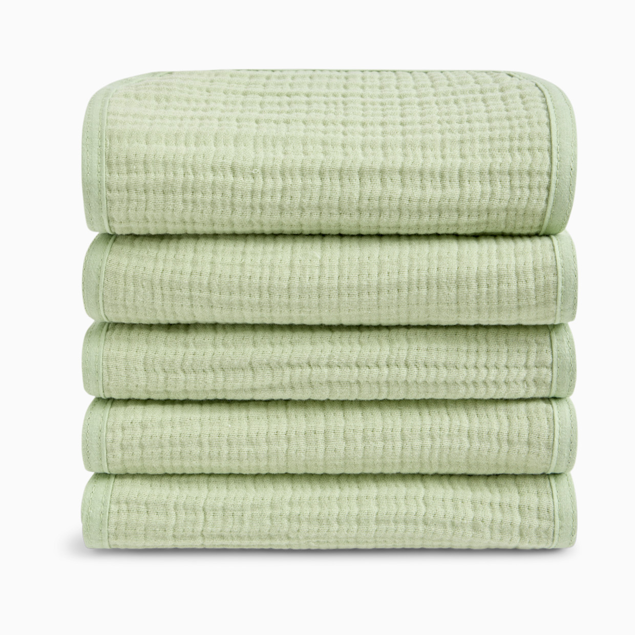 Small Story Organic Cotton Muslin Burp Cloths Multipack - Sage, 5.