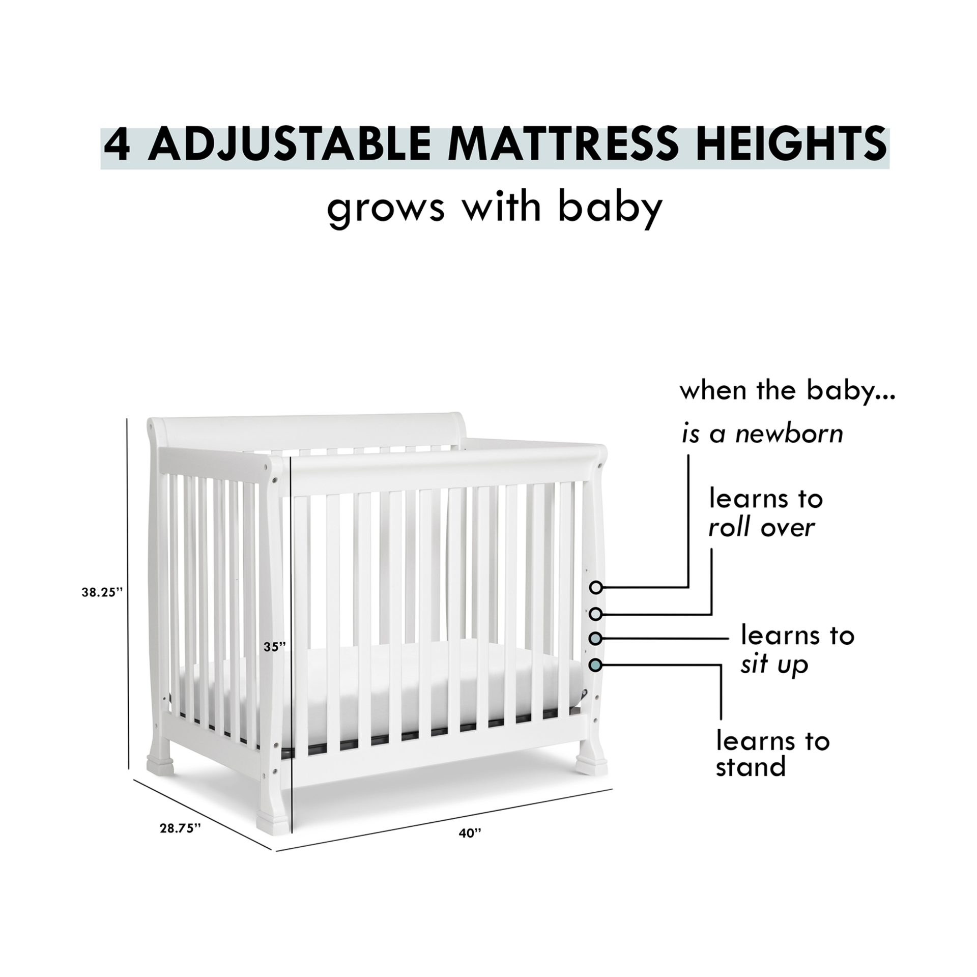 DaVinci Kalani 4in1 Convertible Mini Crib White Babylist Shop