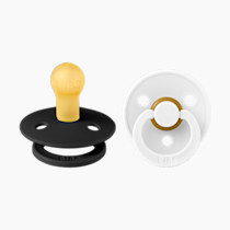 BIBS Pacifiers Colour Collection | Natural Rubber Baby Pacifier | Set of 2 BPA-Free Soothers | Made in Denmark | 0+ Months (Pack of 2) | Black/White