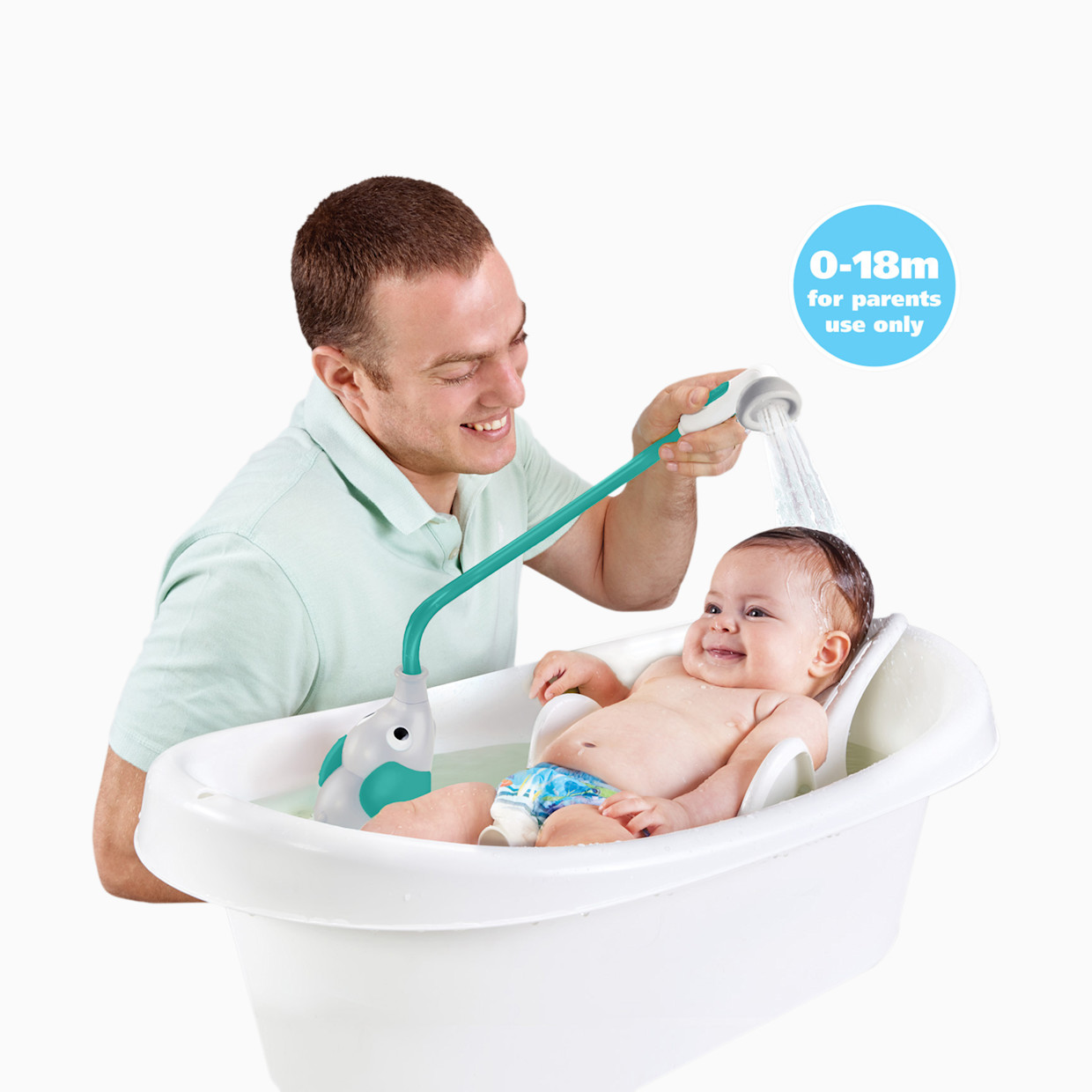 Yookidoo Elephant Baby Shower Bath Toy - Grey And Forest Green.