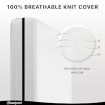 Close-up of knit cover with airflow illustration