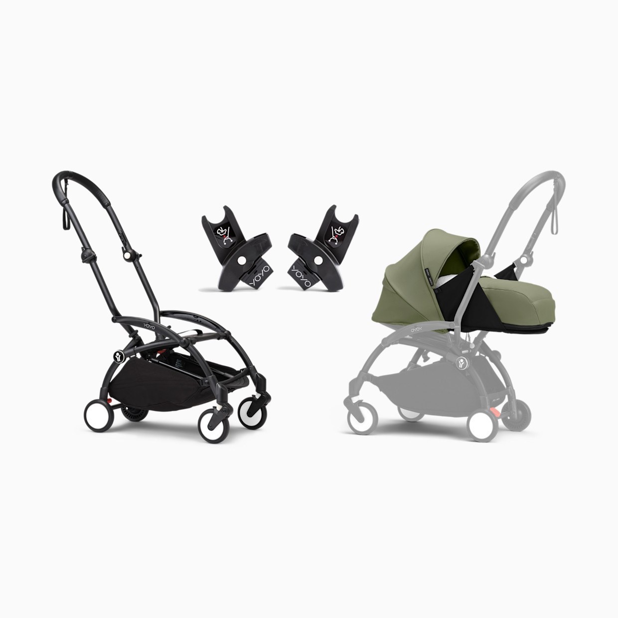 Stokke YOYO³ Newborn Essentials Bundle - Olive/Black Frame.