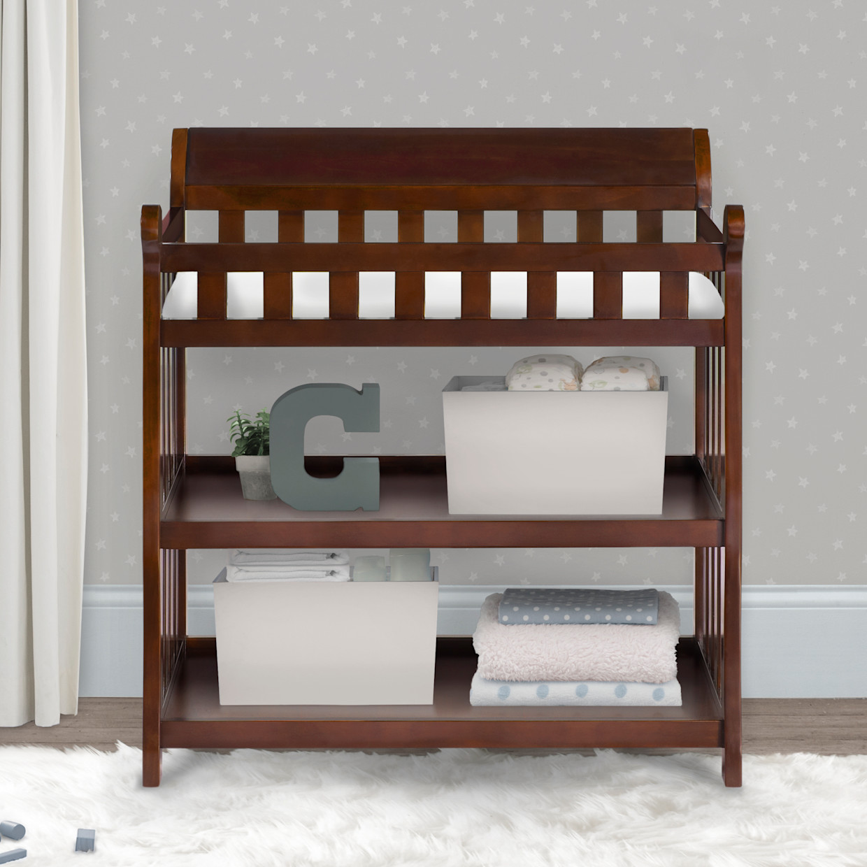 Delta Children Eclipse Changing Table - Black Cherry Espresso.
