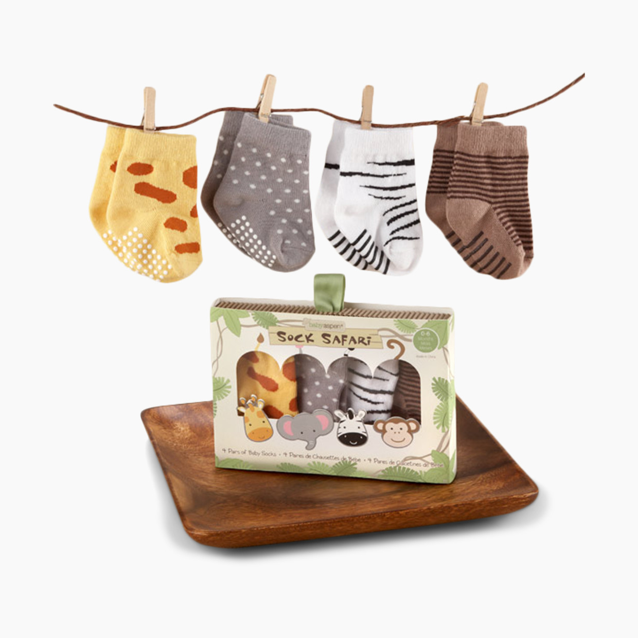 Baby Aspen "Sock Safari" Four-Pair Animal-Themed Sock Set - Multi.