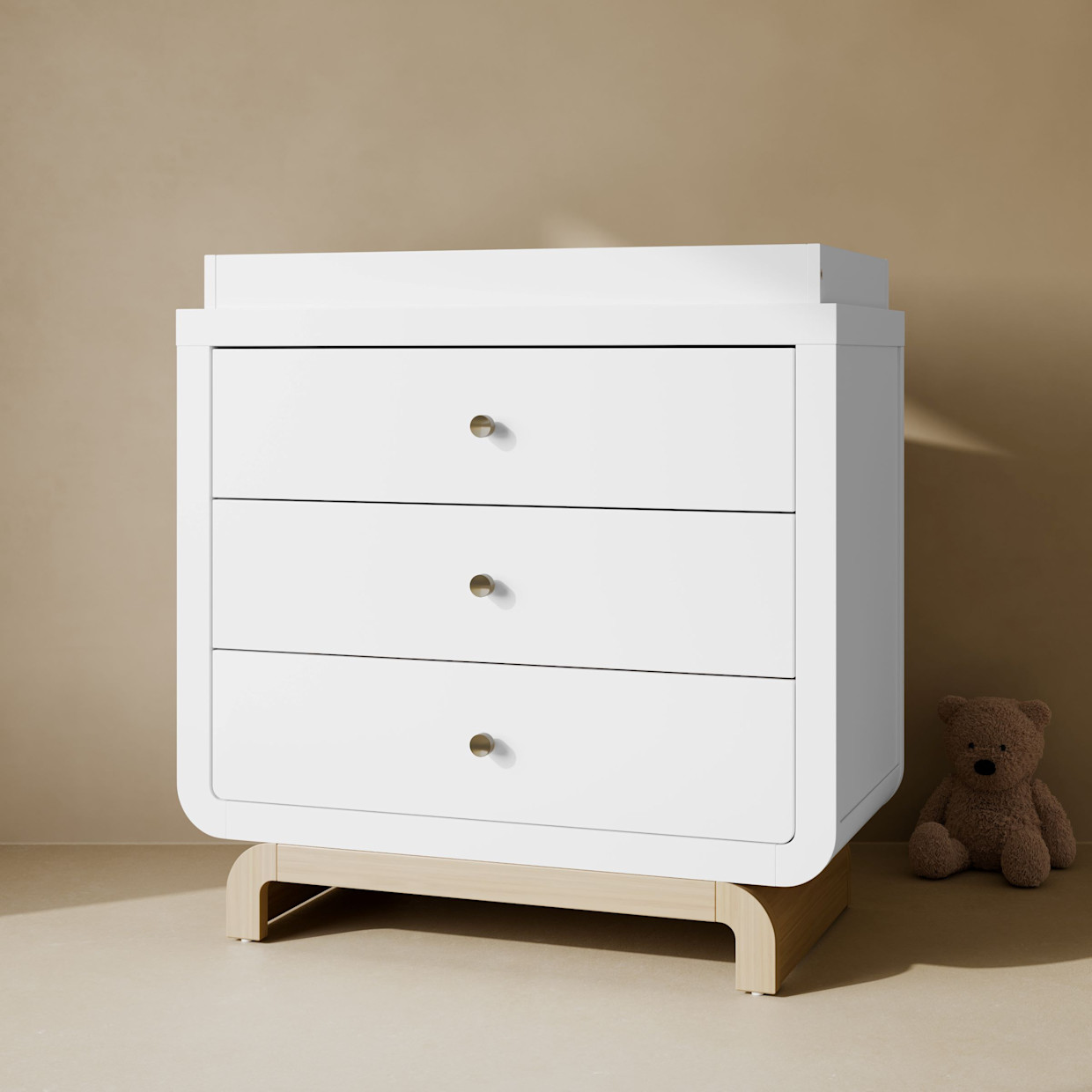 Storkcraft Santorini 3 Drawer Chest with Removable Changing Topper - White With Driftwood.