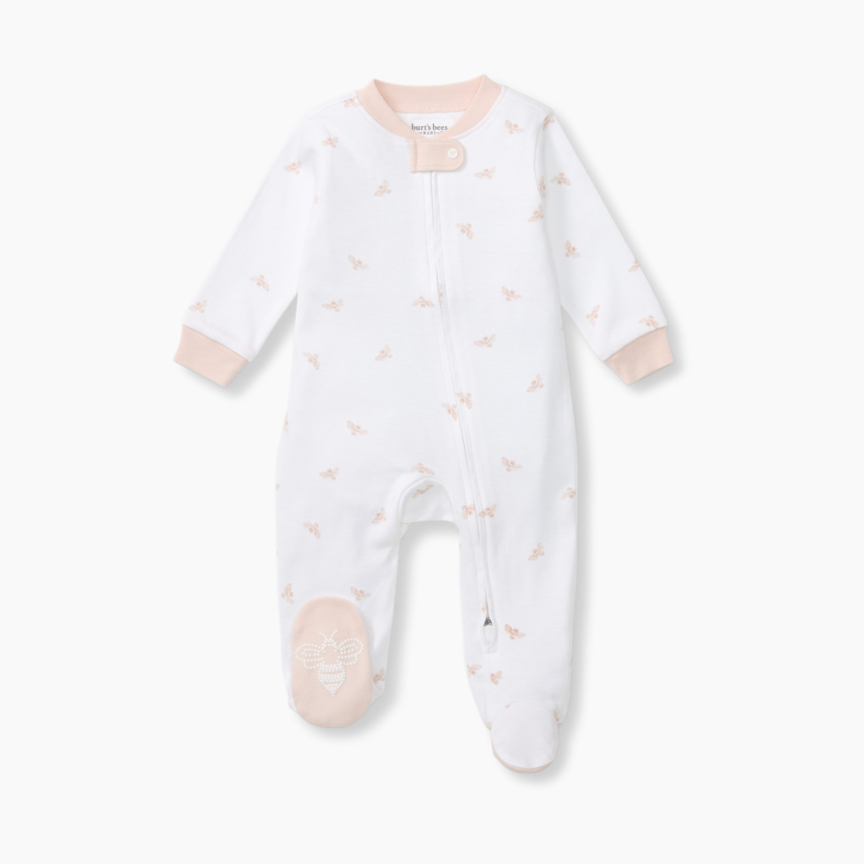 Burt's Bees Baby Organic Sleep & Play Footie Pajamas - Pink Bee, Newborn.