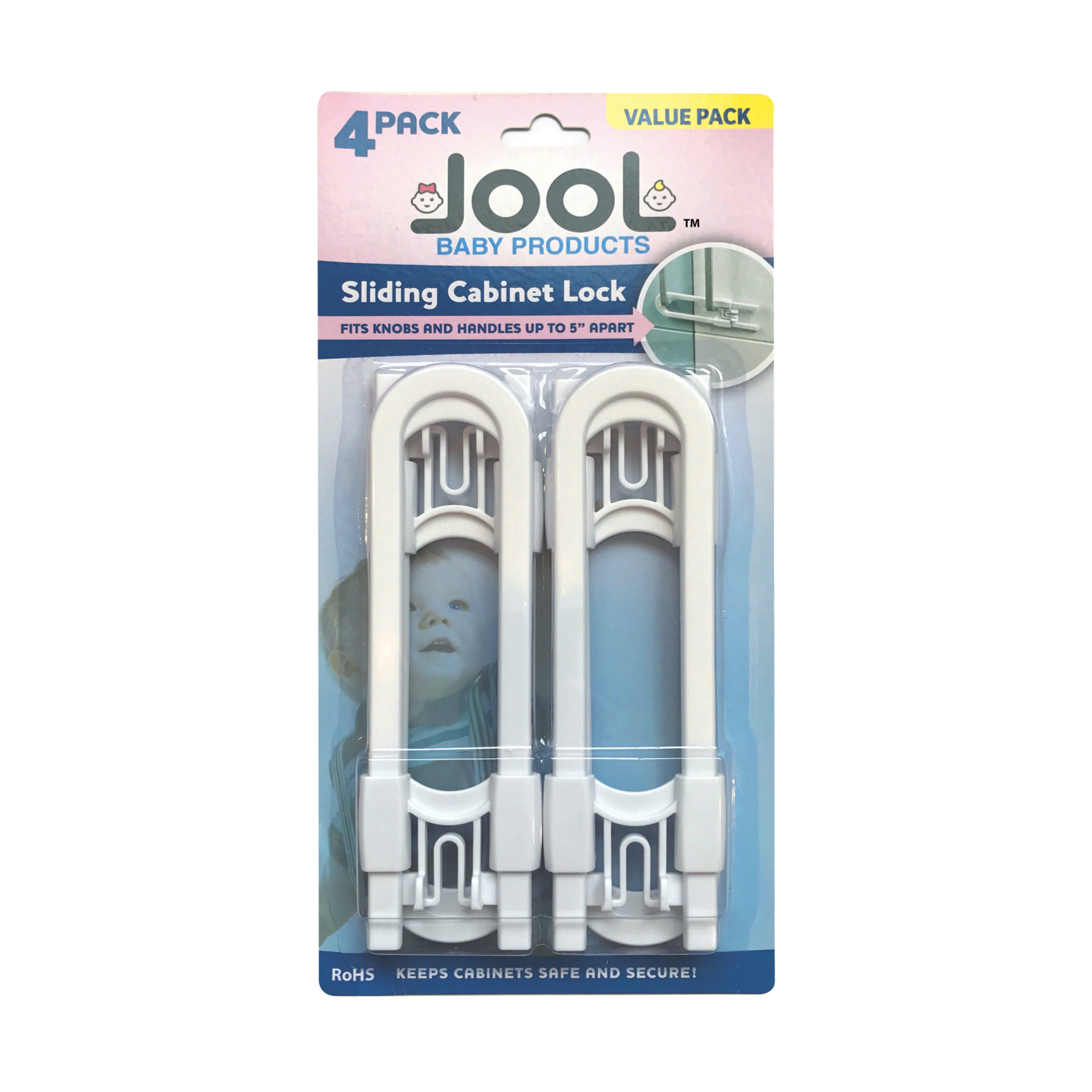 Jool Baby U Shape Sliding Cabinet Locks (4 Pack).