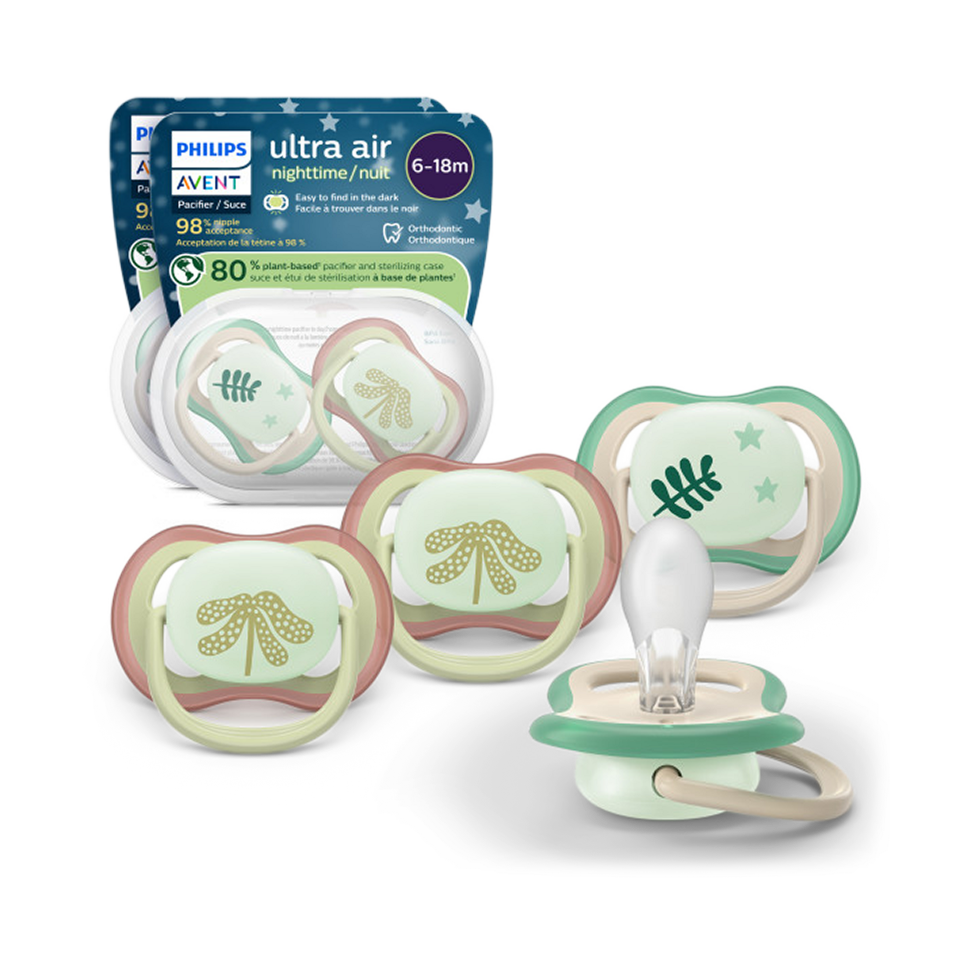 Philips Avent Ultra Air Pacifier Night 6-18M (4 Pack).