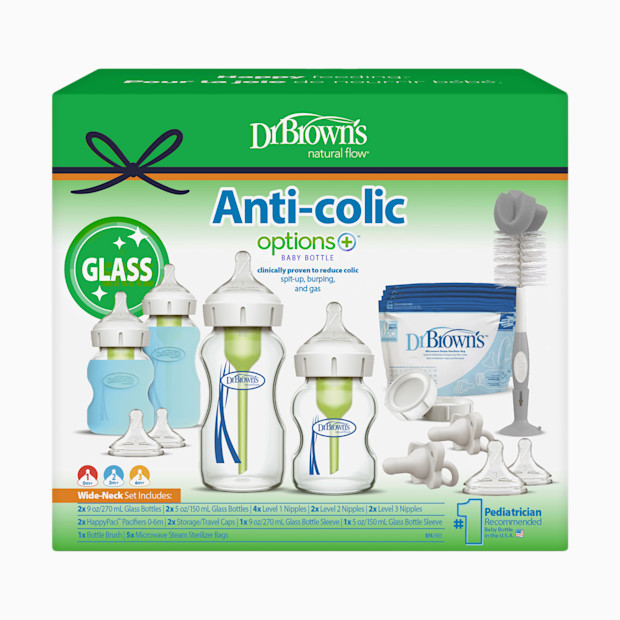 Dr. Brown's Anti-colic Options+ Wide-Neck Glass Bottle Starter Set.