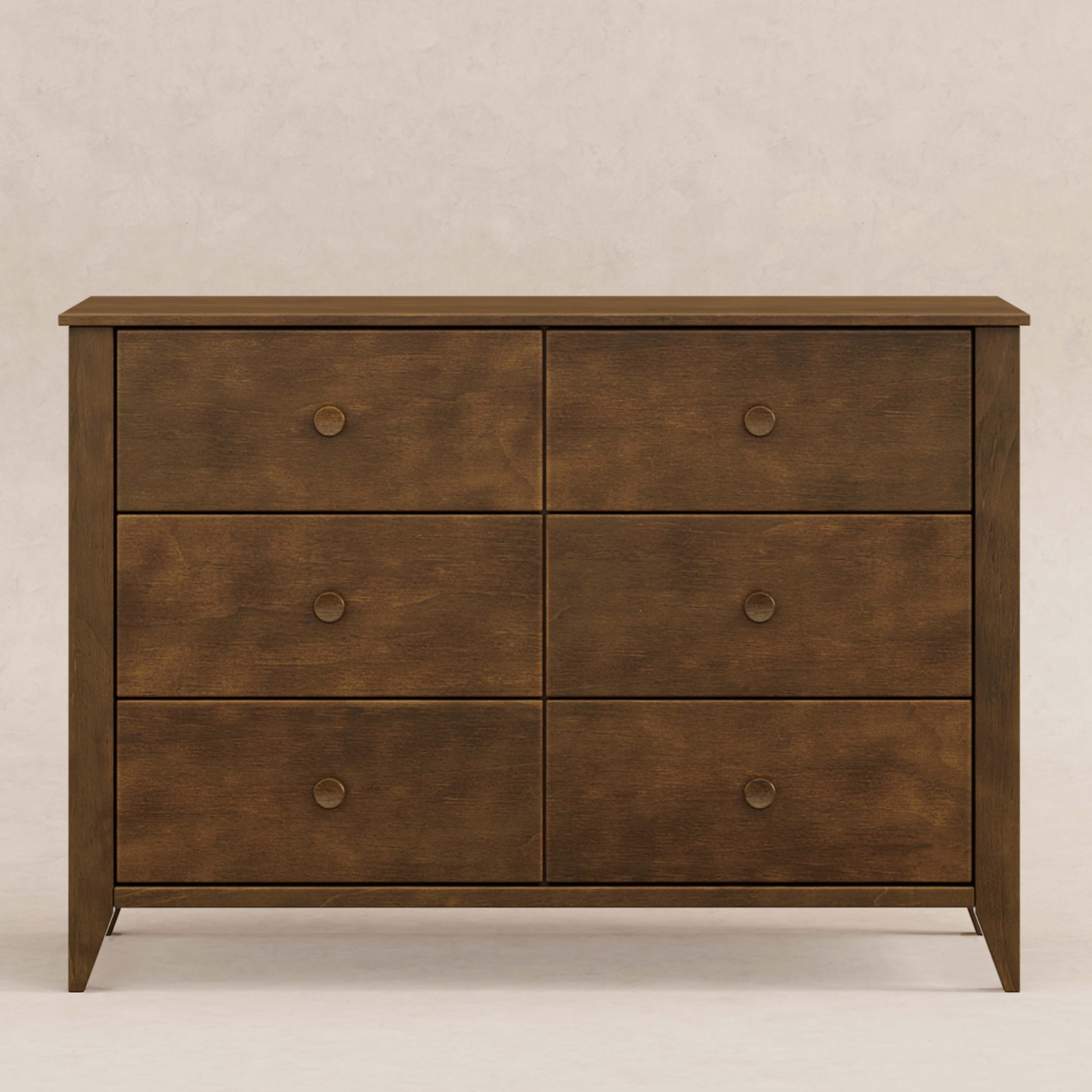 babyletto Sprout 6-Drawer Double Dresser - Natural Walnut.