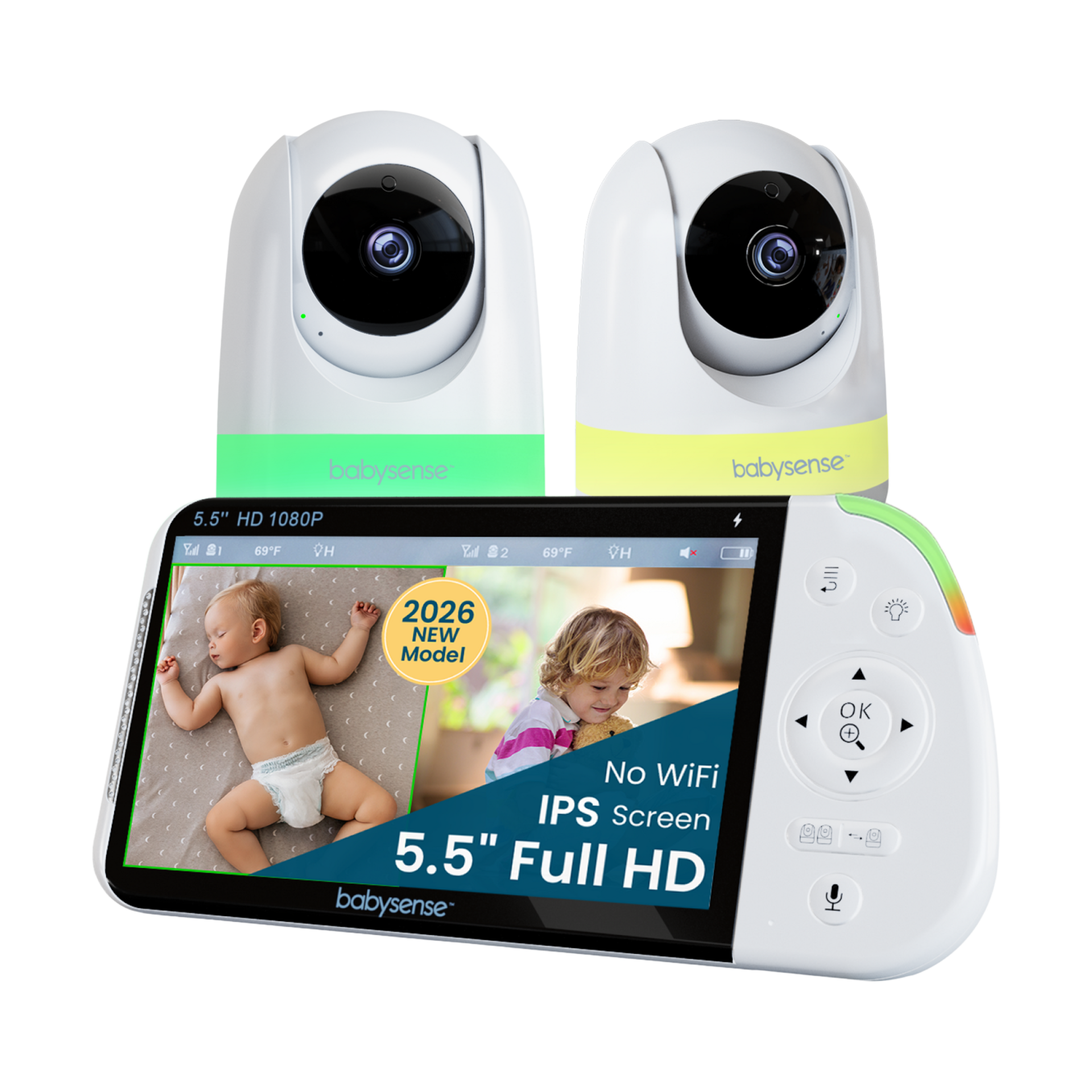 Babysense Babysense PRO 1080p Full HD Split-Screen Baby Monitor - 2 Cameras