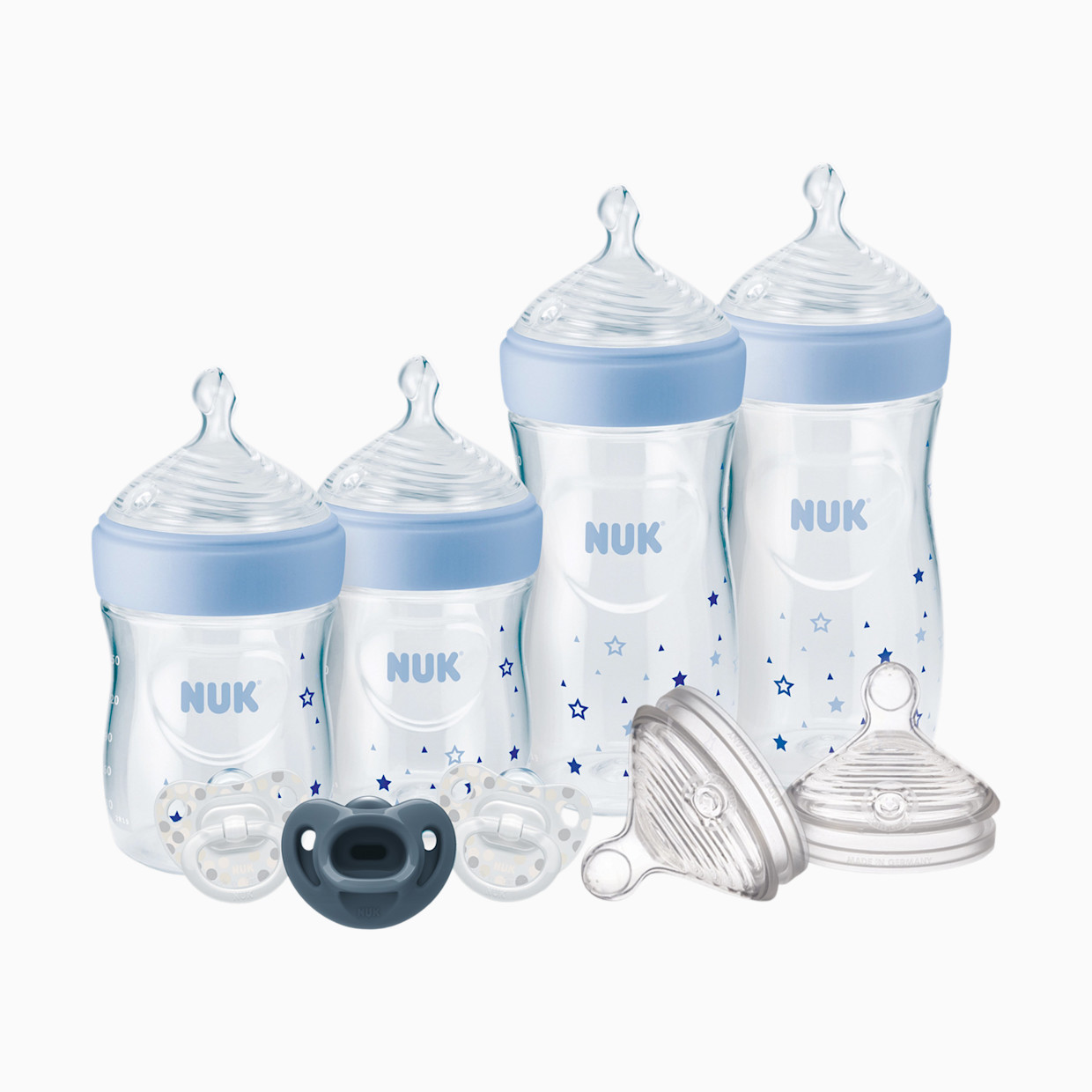 NUK Simply Natural Bottle with SafeTemp 9-Piece Gift Set - Blue Stars.