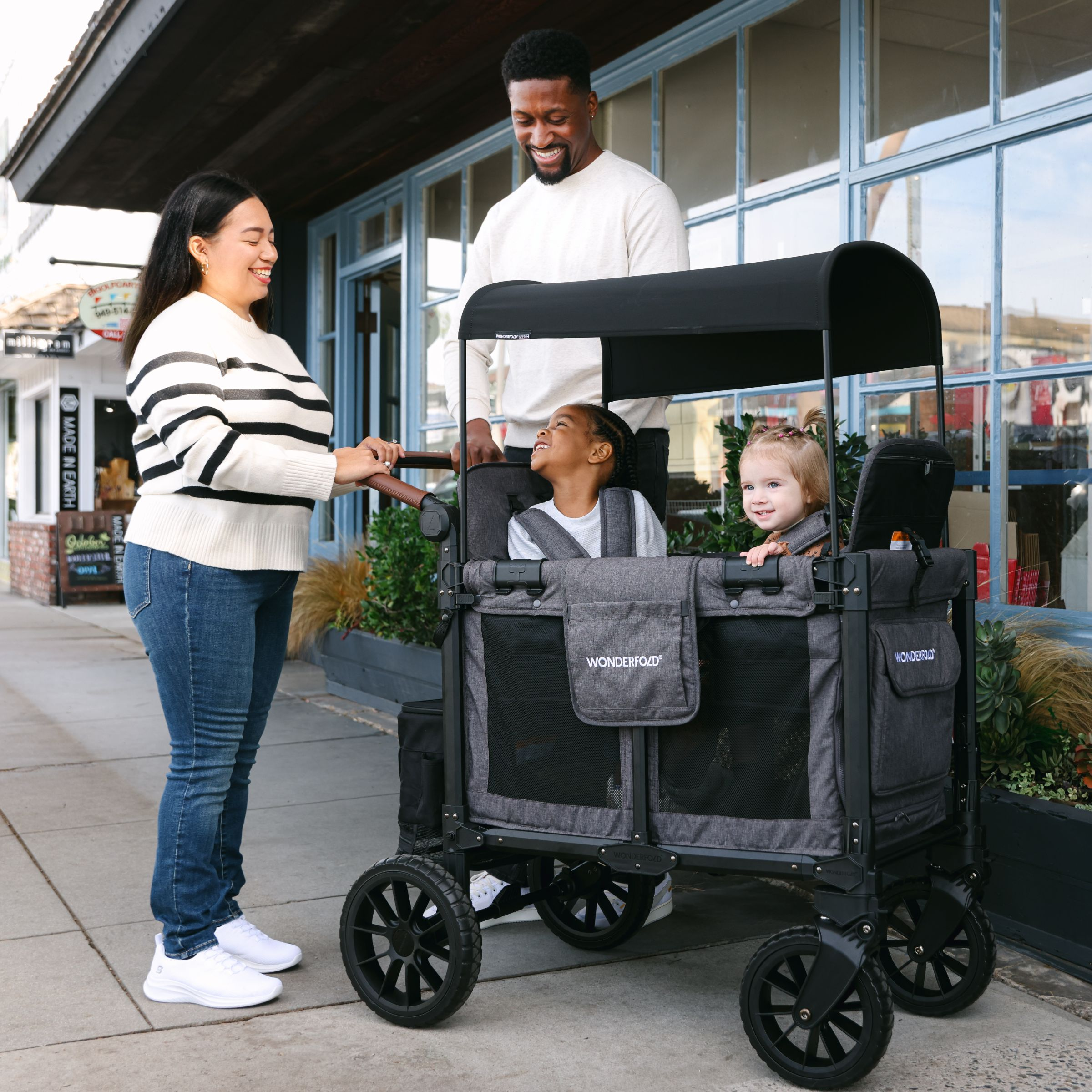 WonderFold Wagon W2 Elite Pro Stroller Wagon - Jet Black.