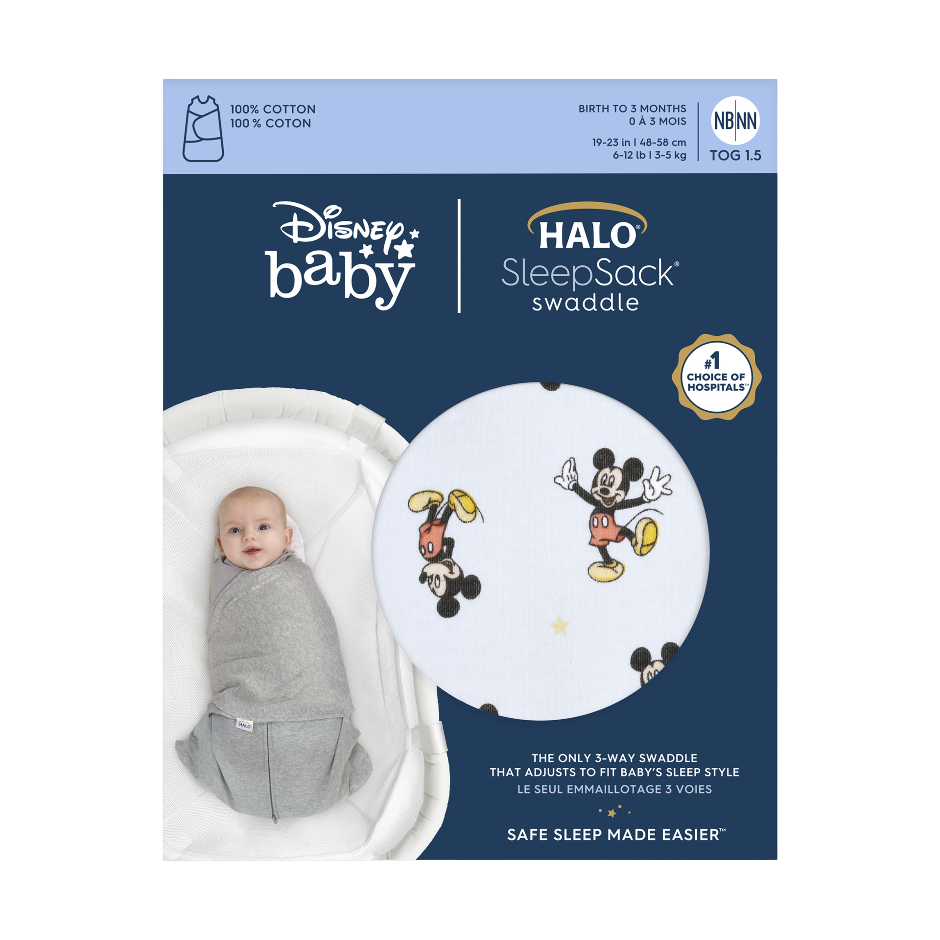 Halo Disney SleepSack Swaddle Cotton Mickey Fun, Newborn Babylist Shop