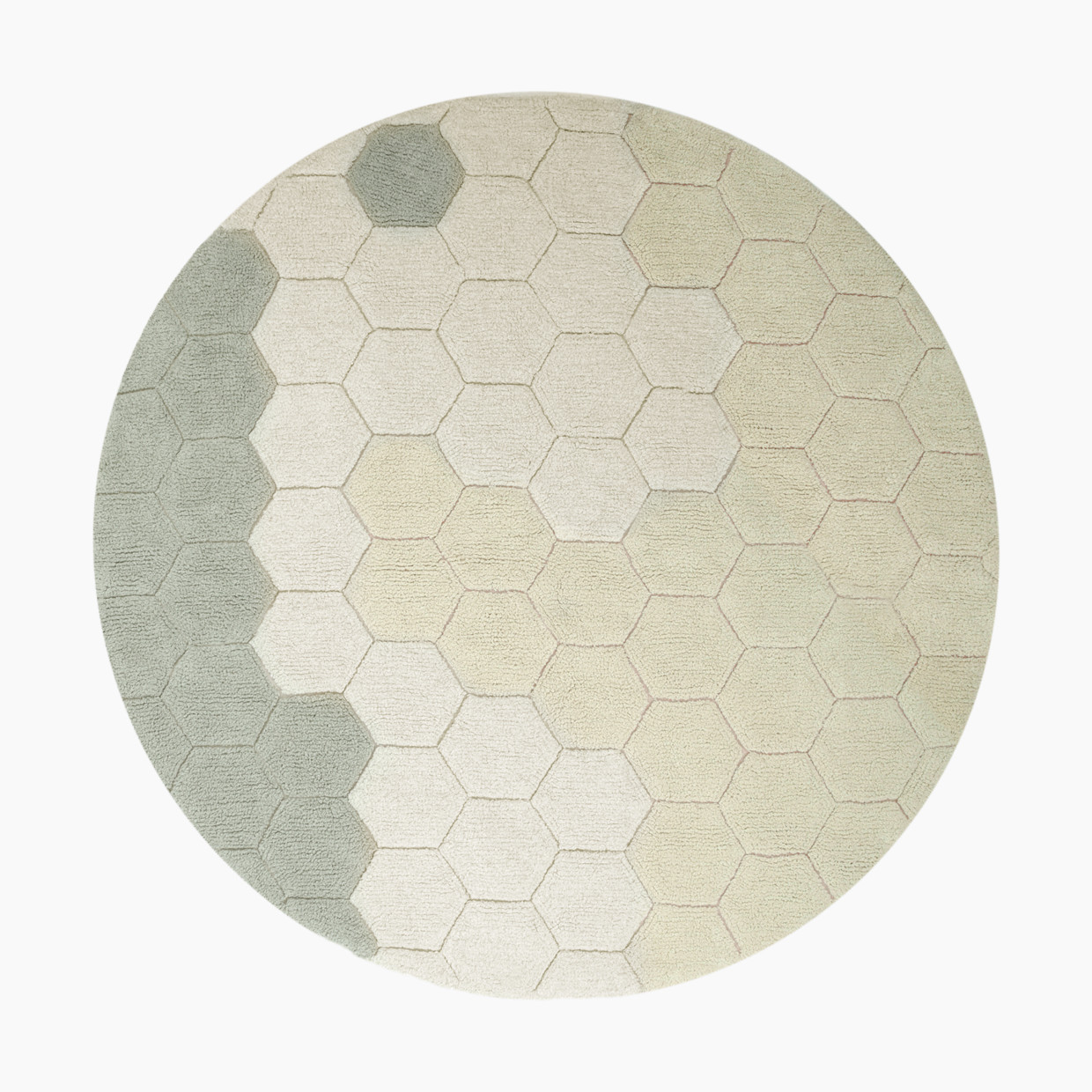 Lorena Canals Round Honeycomb Washable Rug - Blue Sage, 4' 7".
