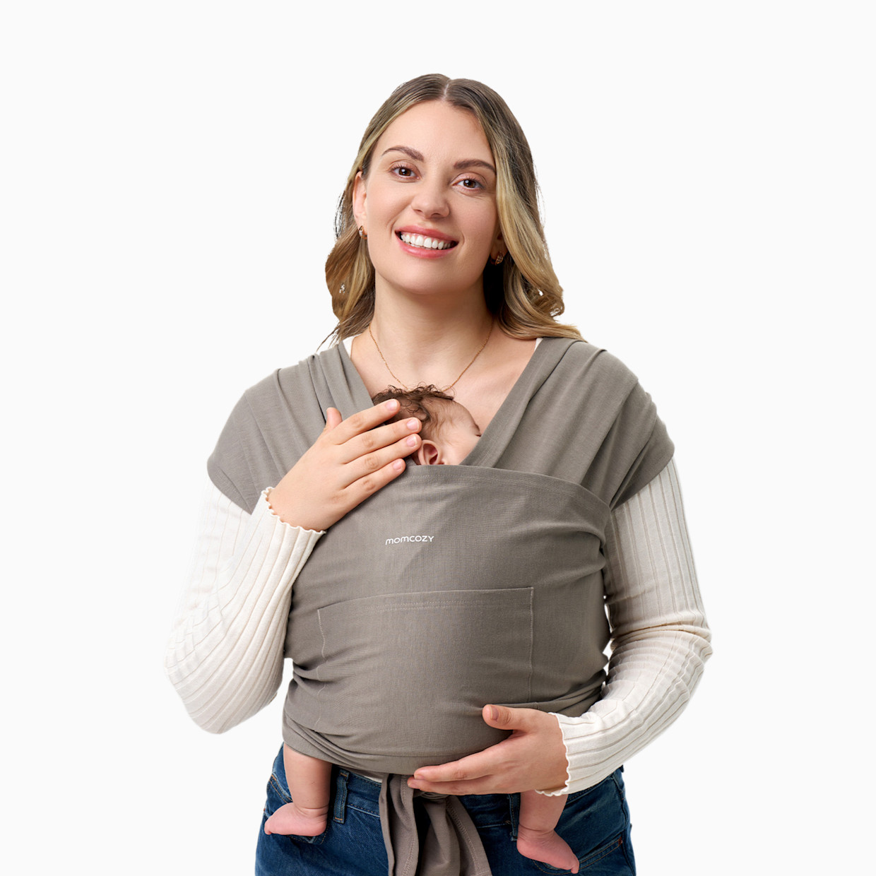 Momcozy Easy to Wear Hands Free - Baby Wrap Carrier - Brown.