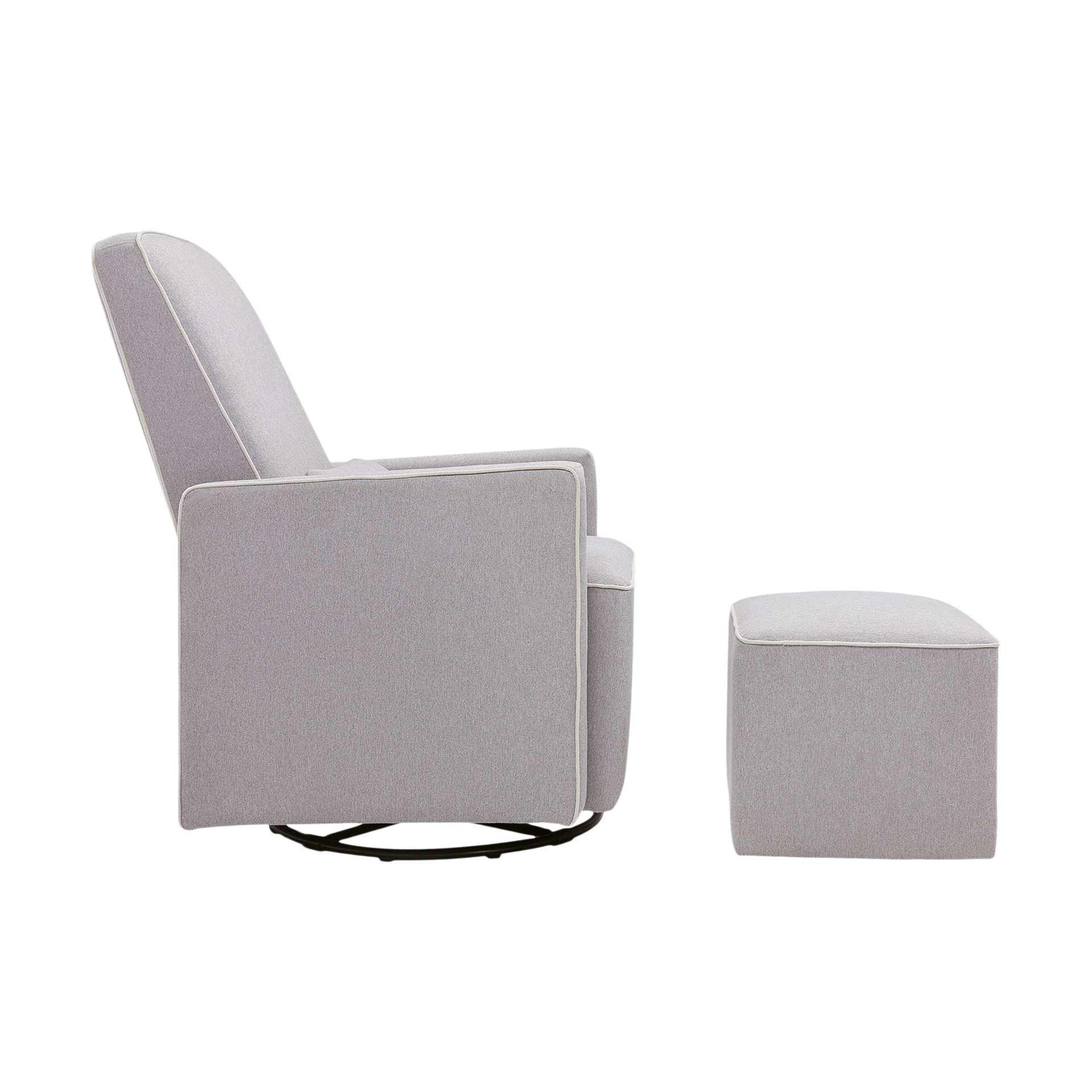 daVinci Olive Glider and Ottoman - Grey With Cream Piping.