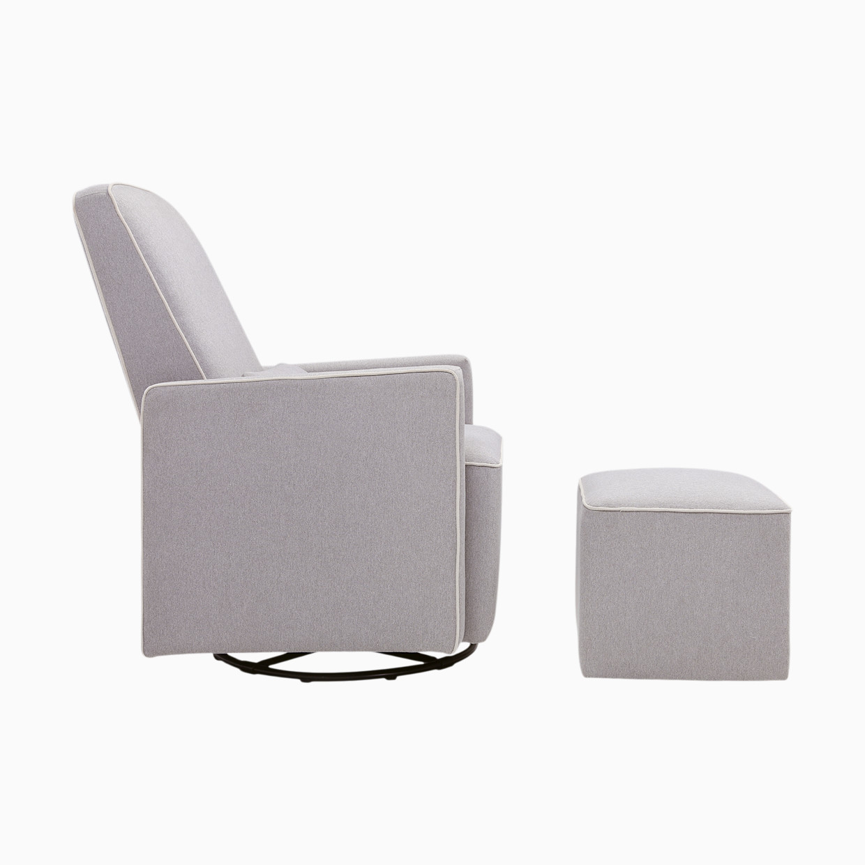daVinci Olive Glider and Ottoman - Grey With Cream Piping.