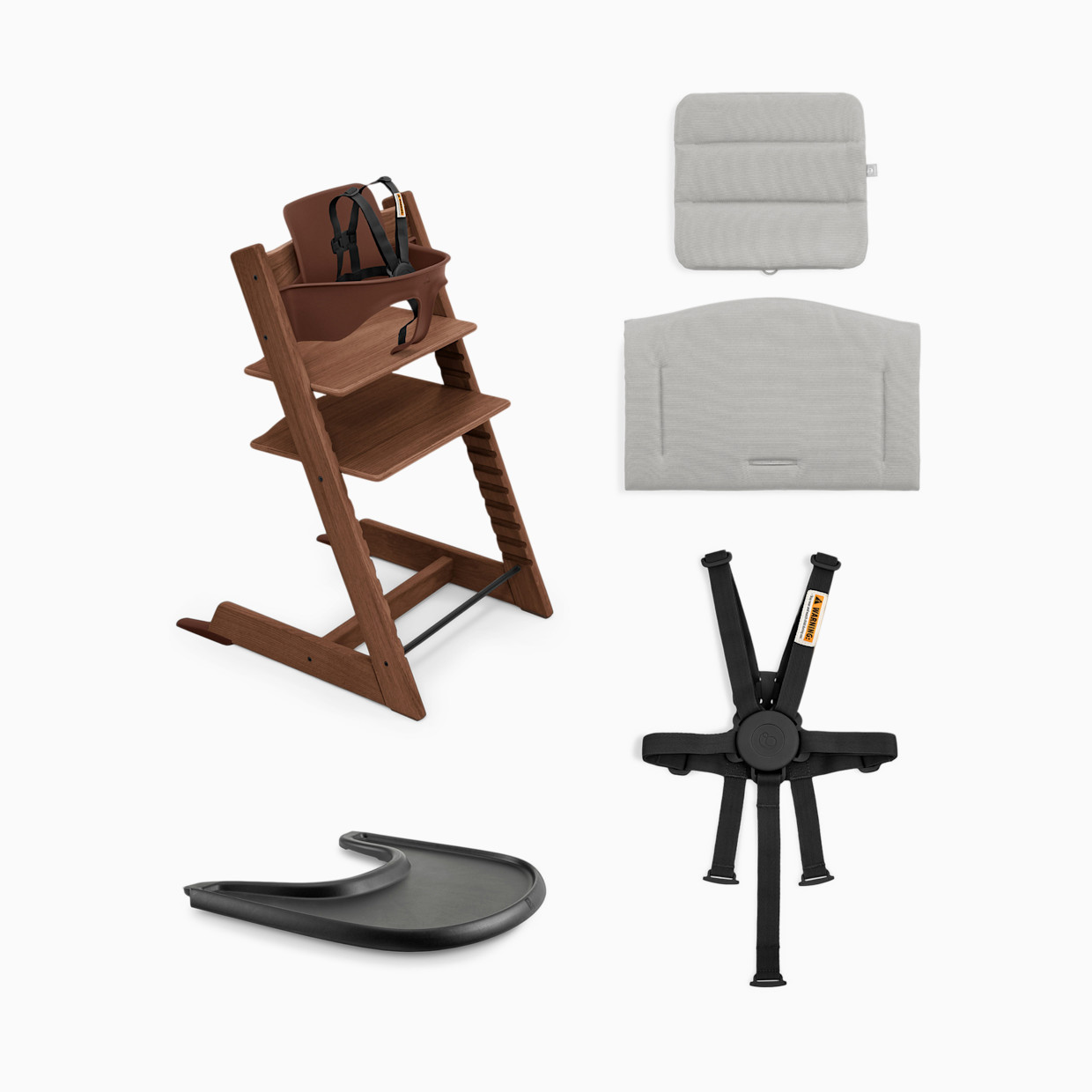 Stokke Tripp Trapp High Chair Complete² - Oak Warm Brown/Anthracite Cushion/Black Tray.