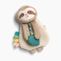 Itzy Ritzy - Itzy Lovey Including Teether - Baby Lovey with Teether, Textured Ribbons & Dangle Arms - Features Crinkle Sound, Sherpa Fabric and Minky Plush (Sloth)